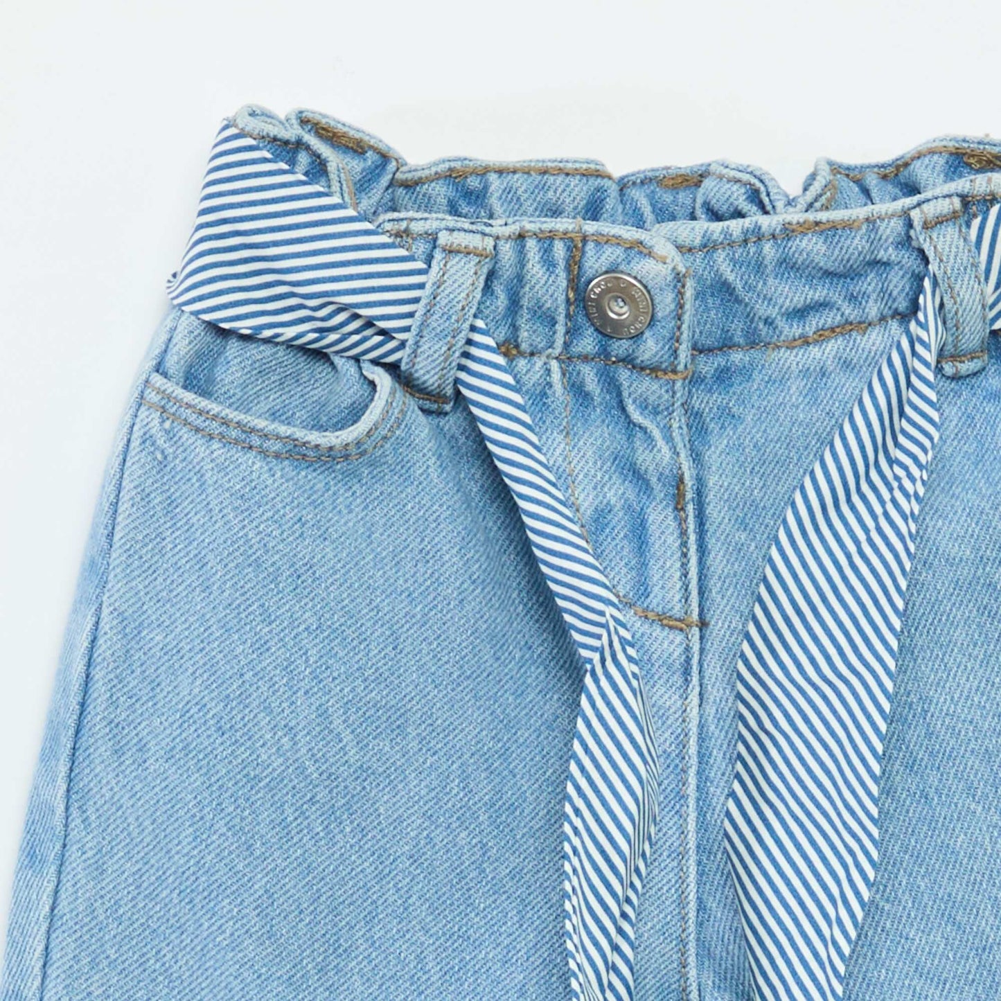 Jean paperbag + ceinture à motif BLEU