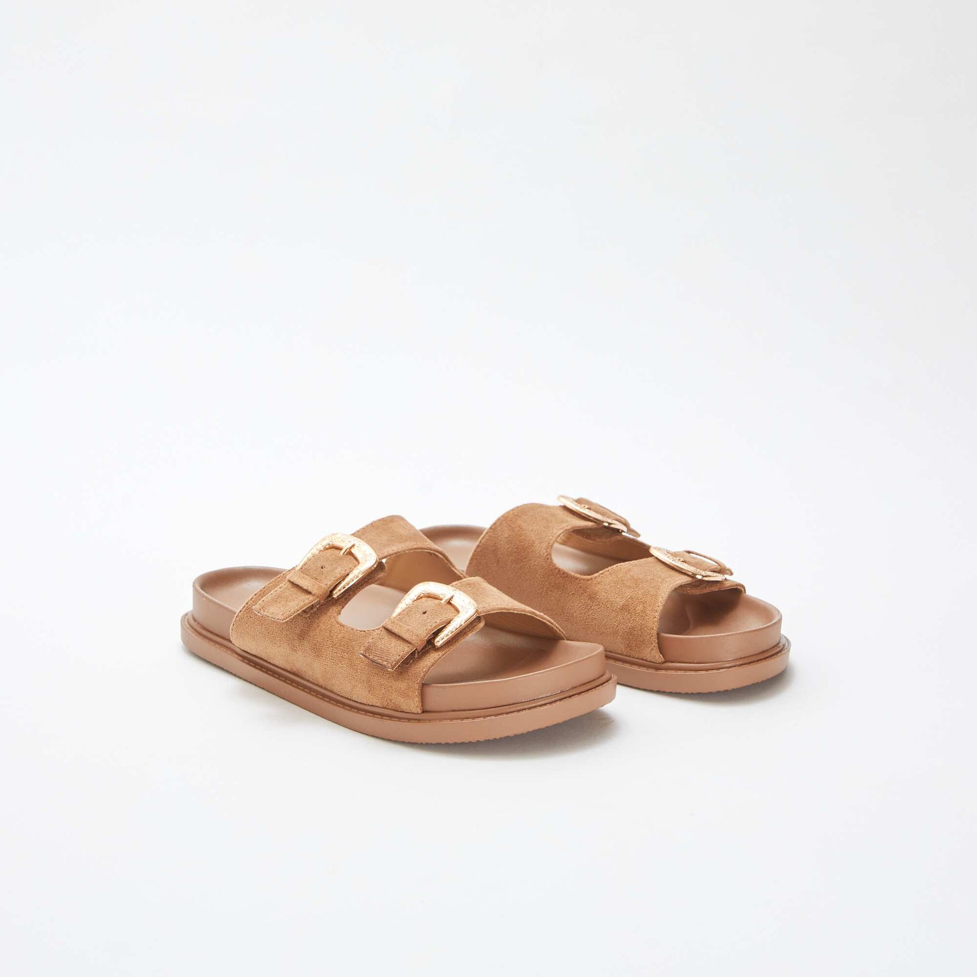 Mules épaisses double bride MARRON