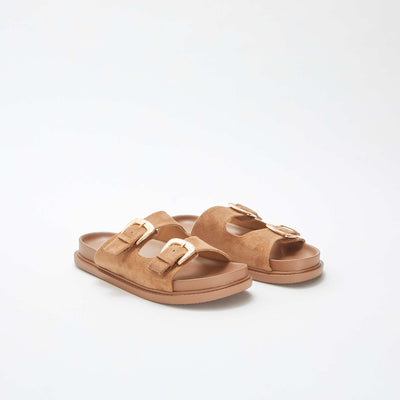 Mules épaisses double bride MARRON