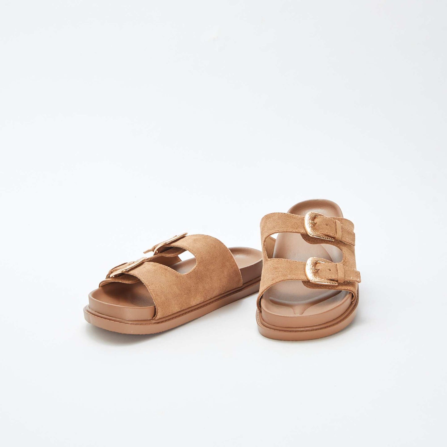 Mules épaisses double bride MARRON