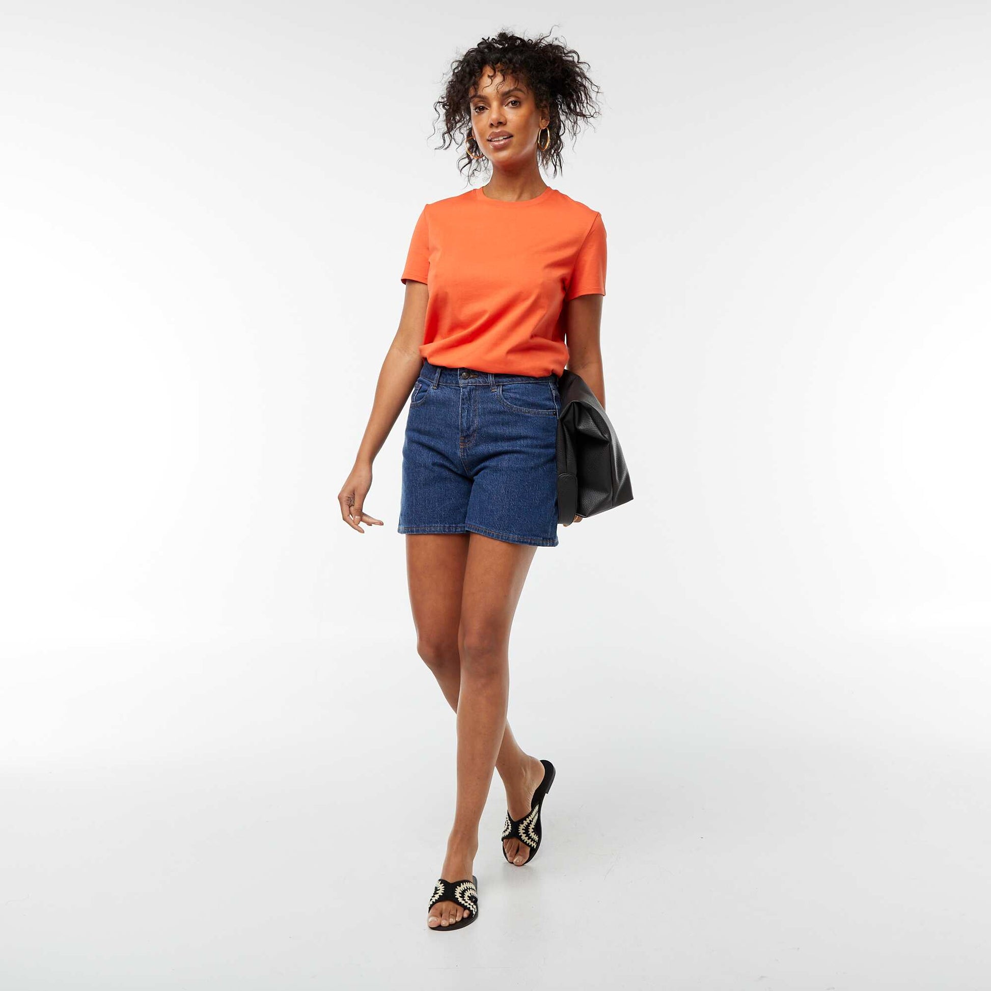 T-shirt en jersey manches courtes ORANGE