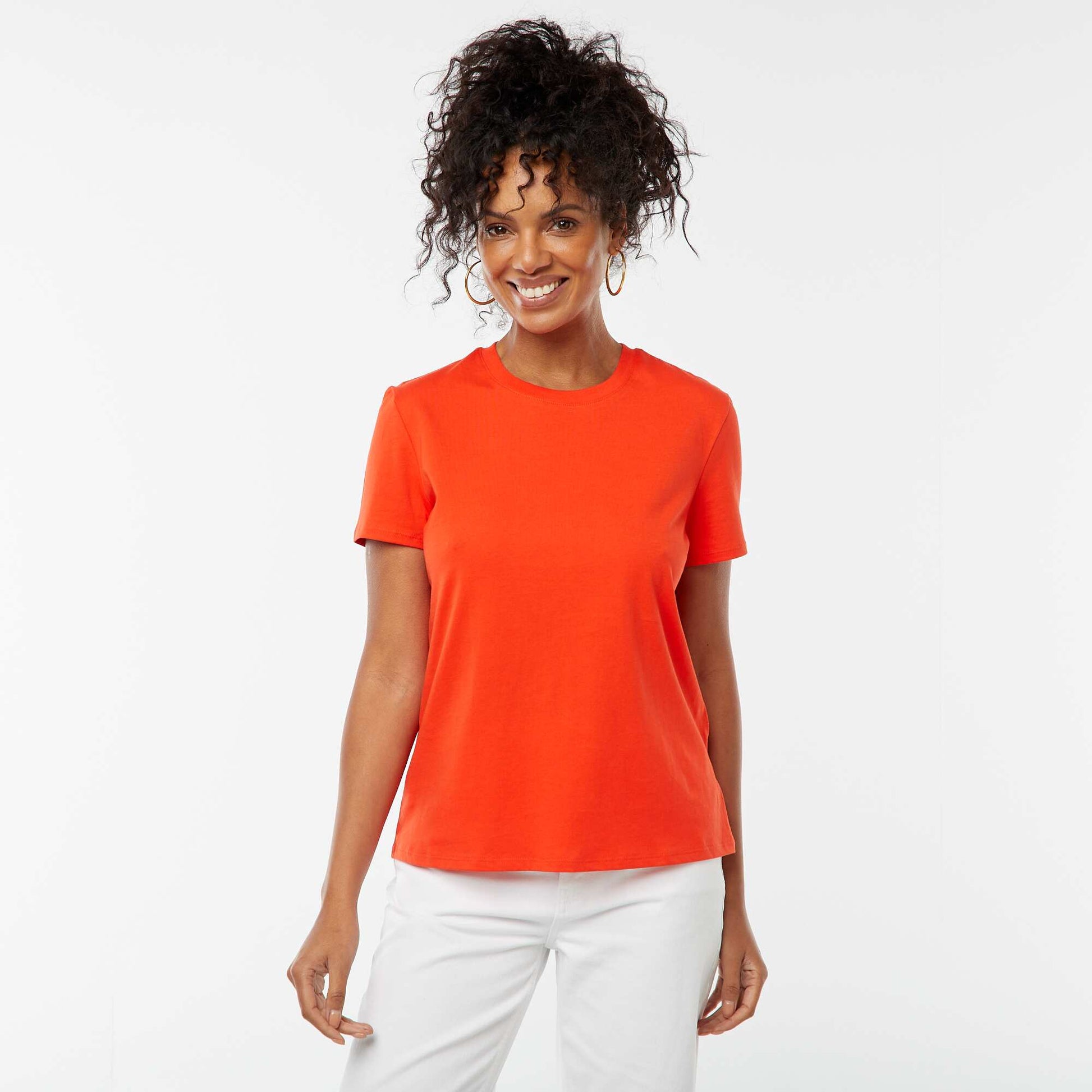 T-shirt en jersey manches courtes ROUGE