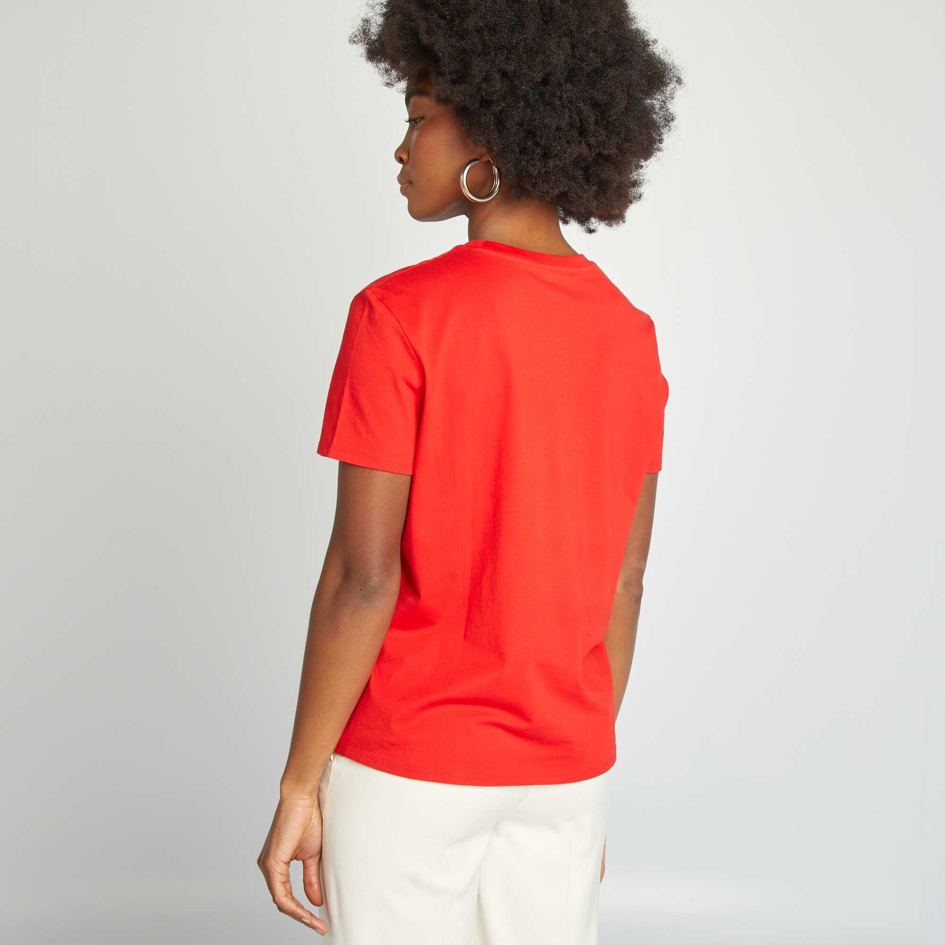 T-shirt en jersey manches courtes ROUGE