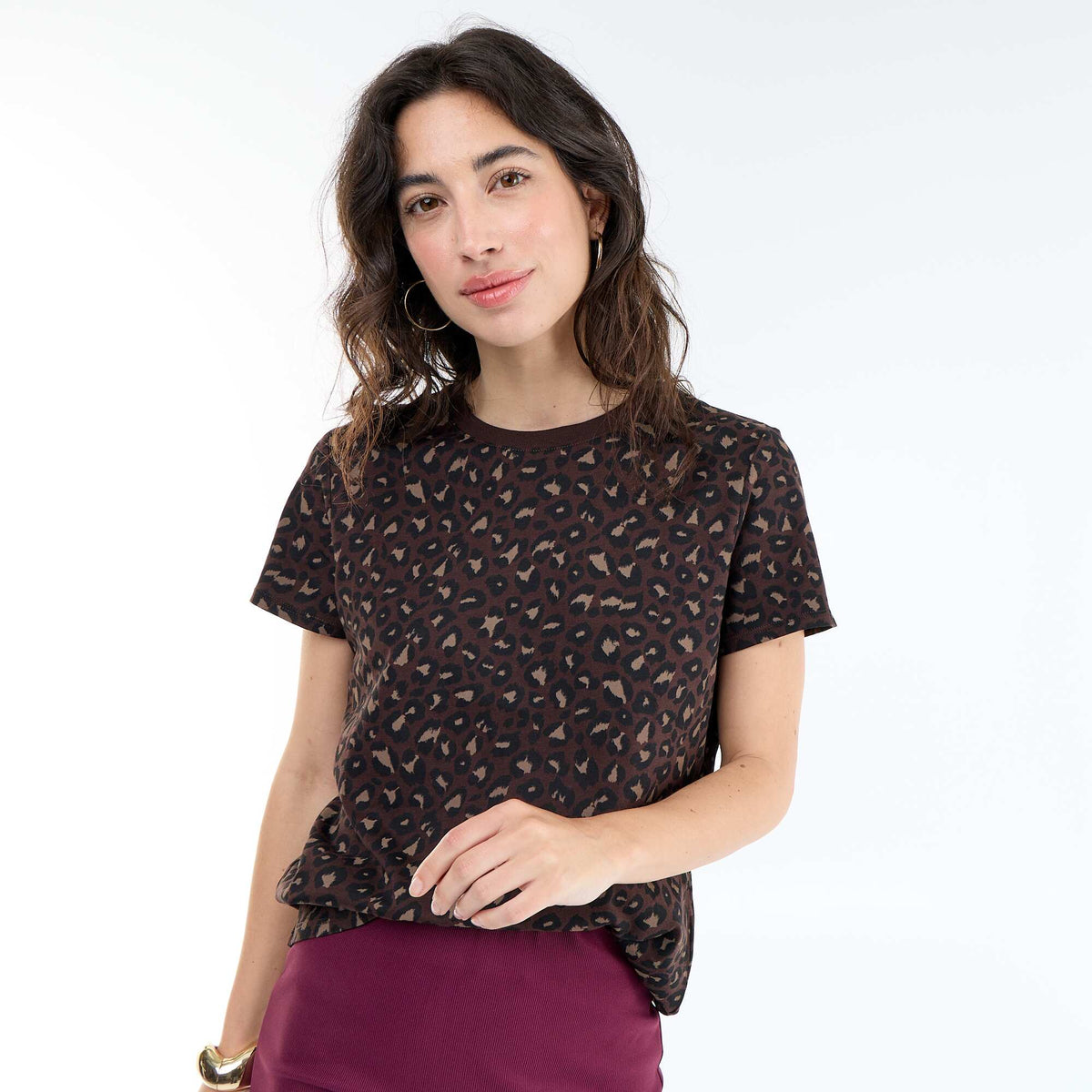 T-shirt imprimé MARRON