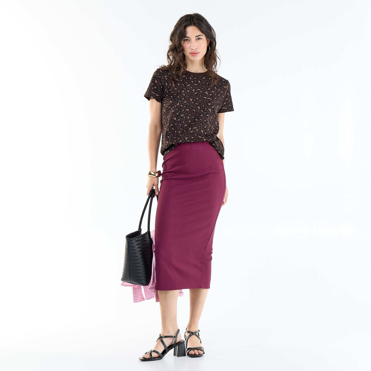 T-shirt imprimé MARRON