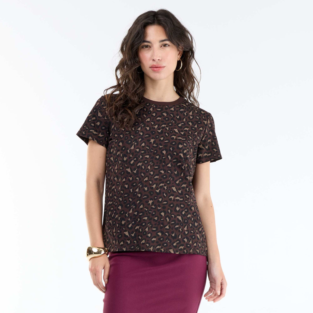 T-shirt imprimé MARRON