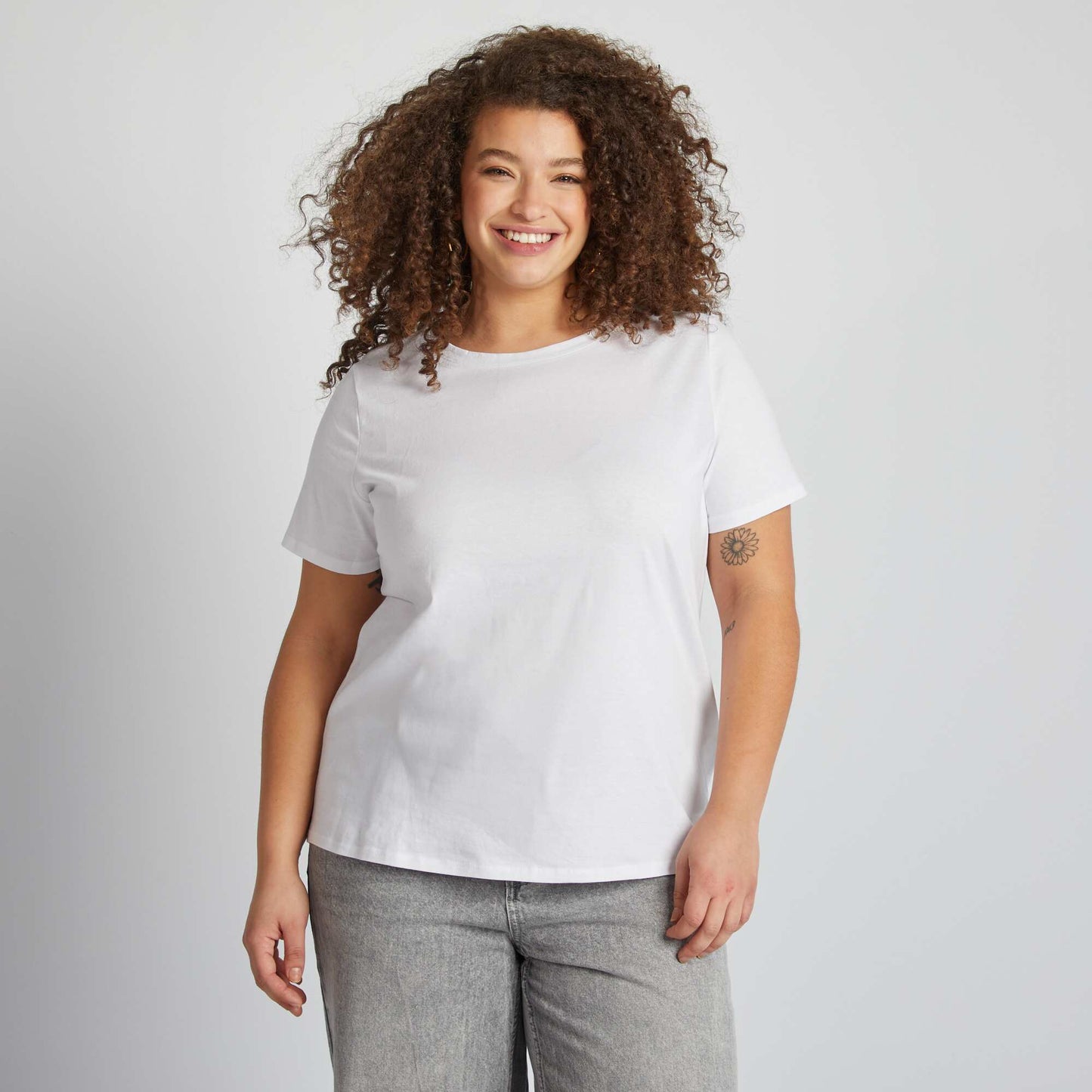 T-shirt en maille jersey manches courtes BLANC