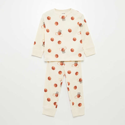 Pyjama imprimé en maille - 2 pièces BLANC