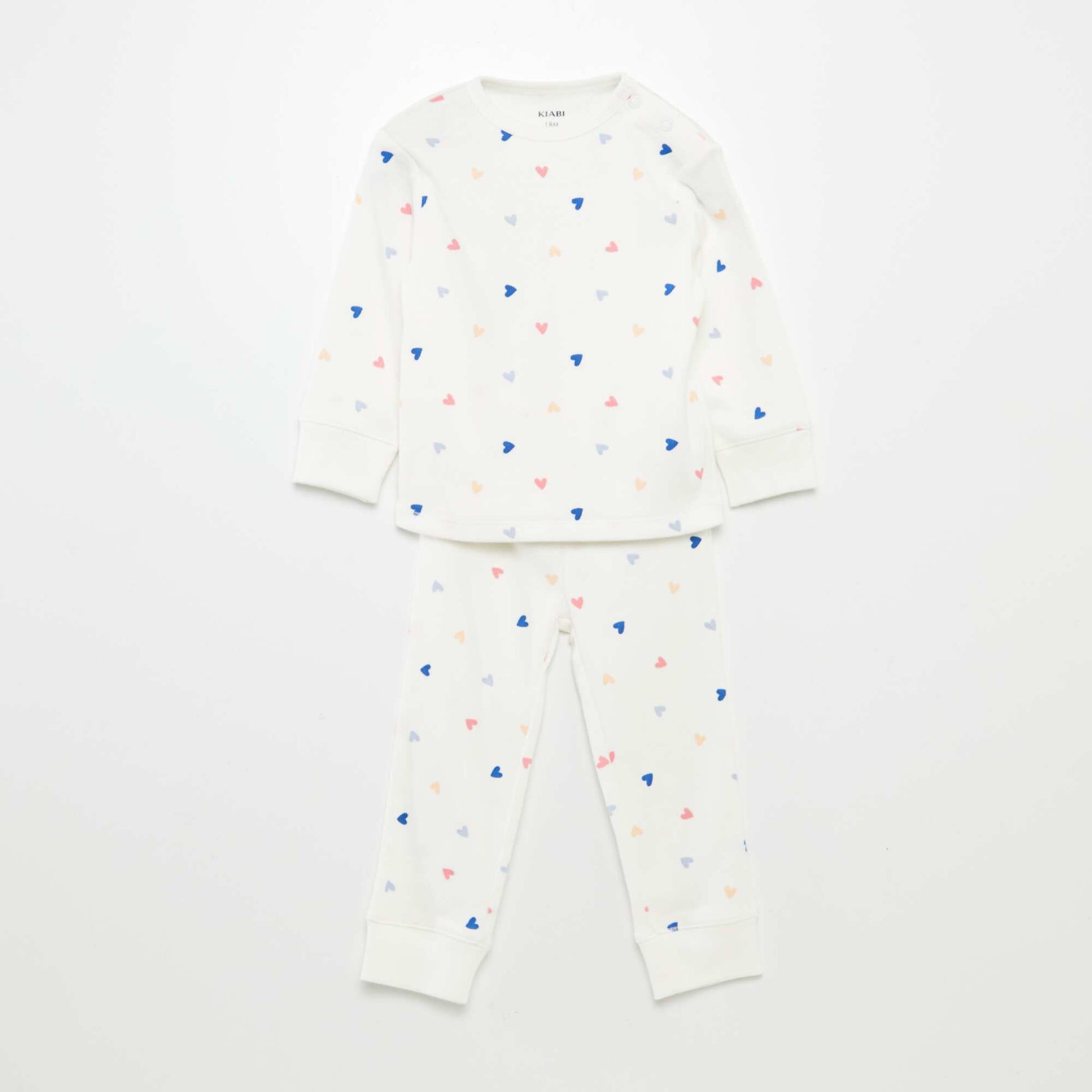 Pyjama imprimé en maille - 2 pièces BLANC