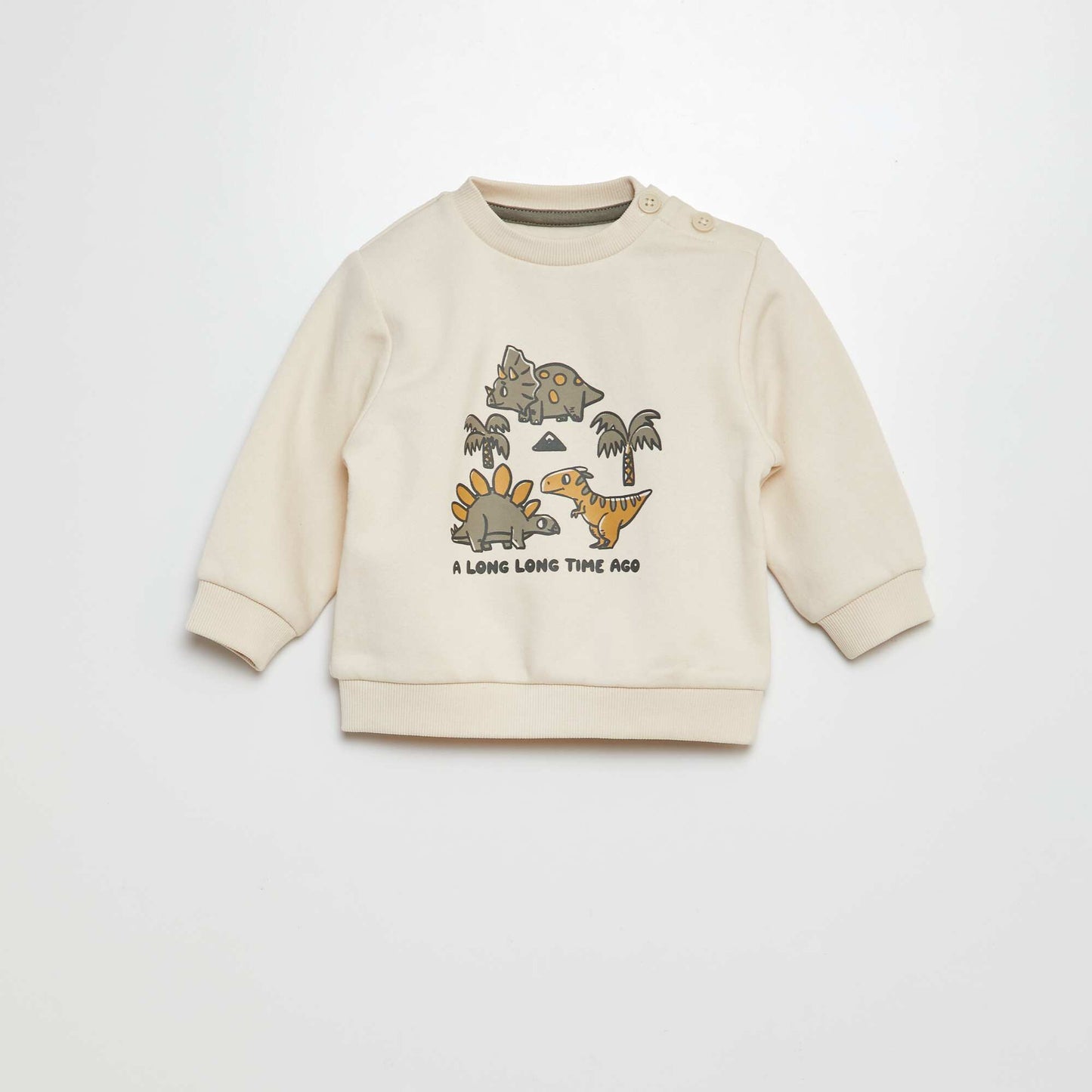 Ensemble sweat imprimé + jogging BLANC/KAKI