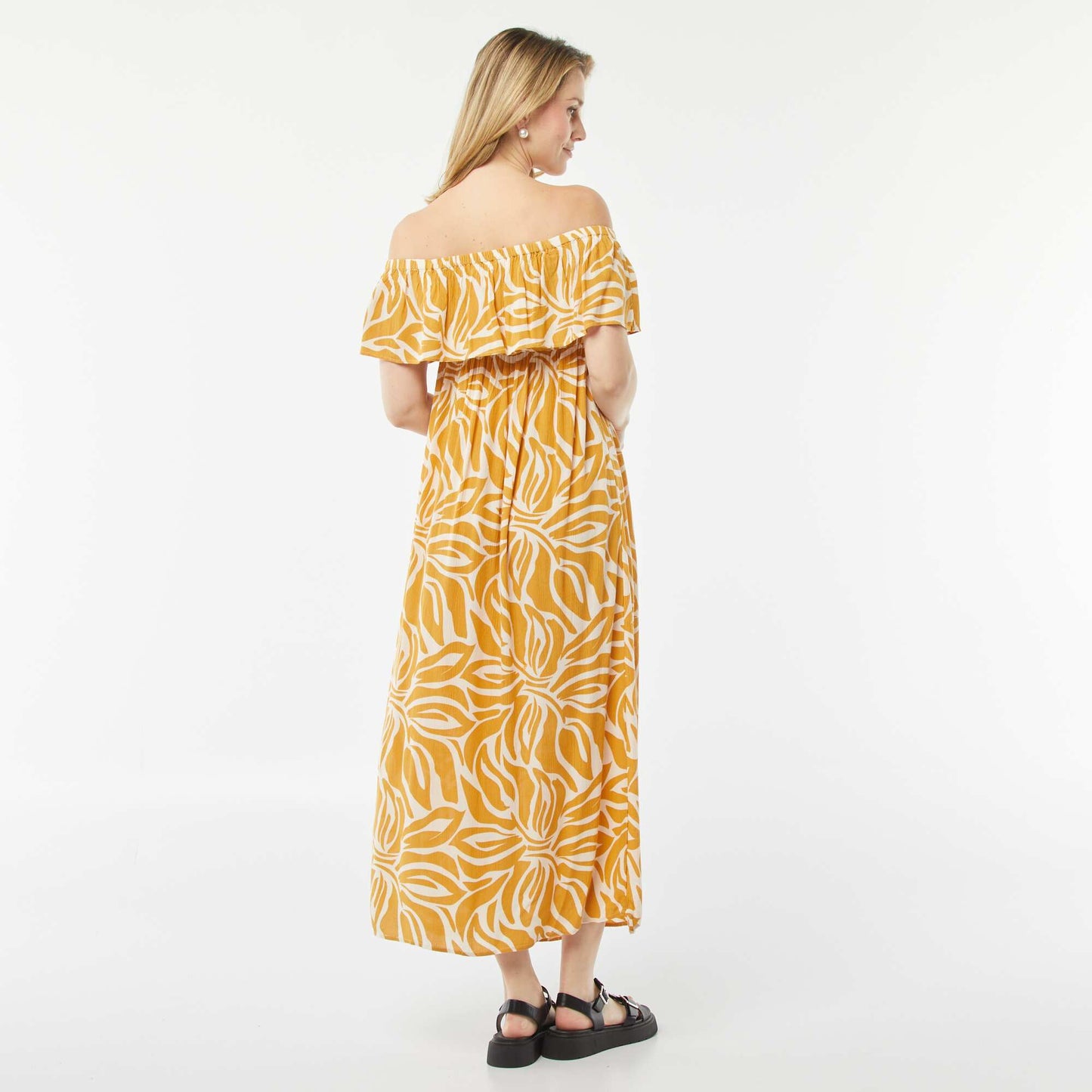 Robe longue à col bardot JAUNE