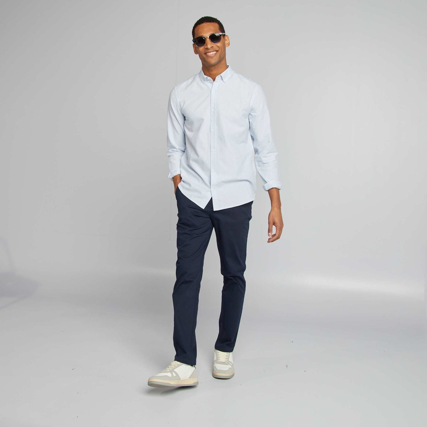 Chemise Oxford à motif BLEU