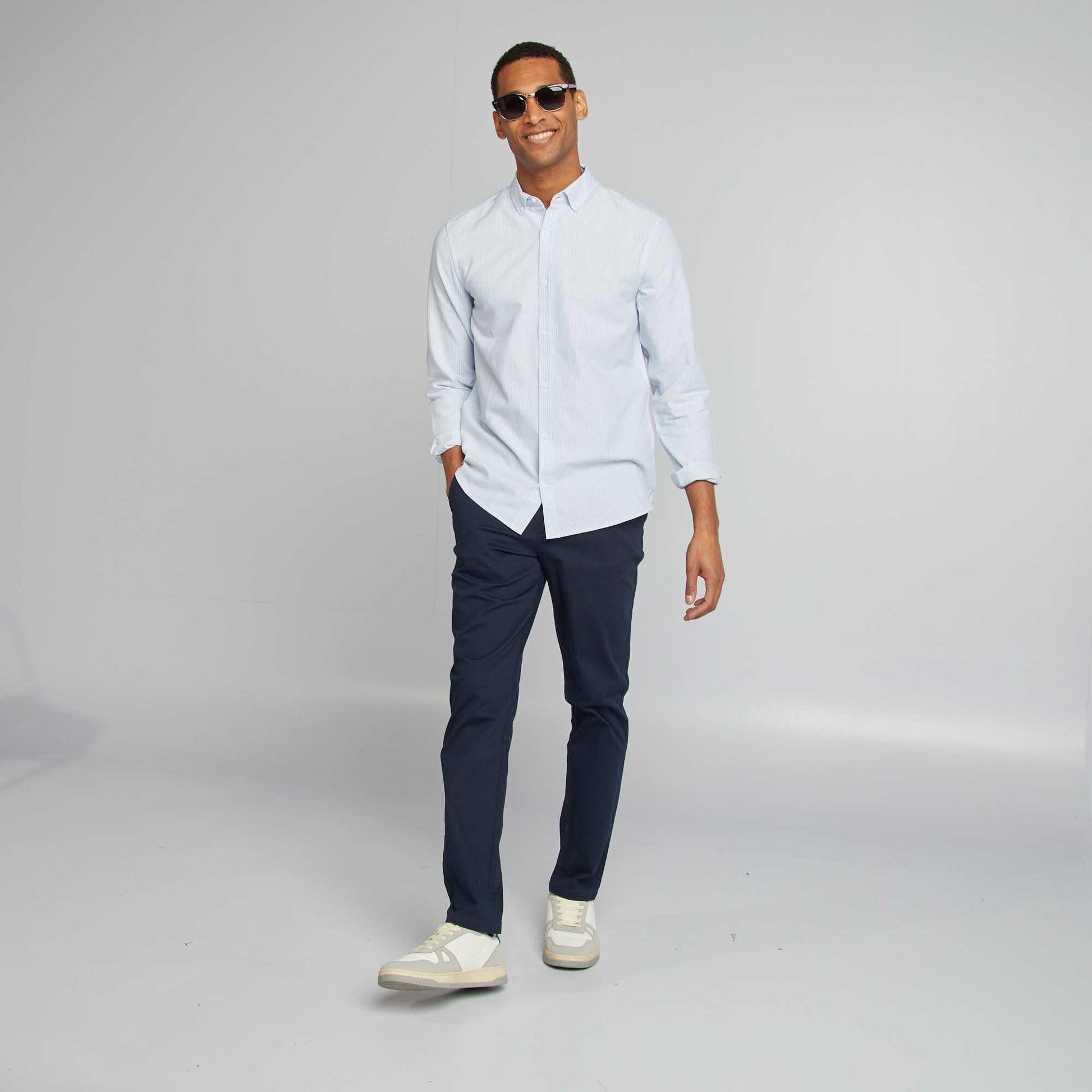 Chemise Oxford à motif BLEU