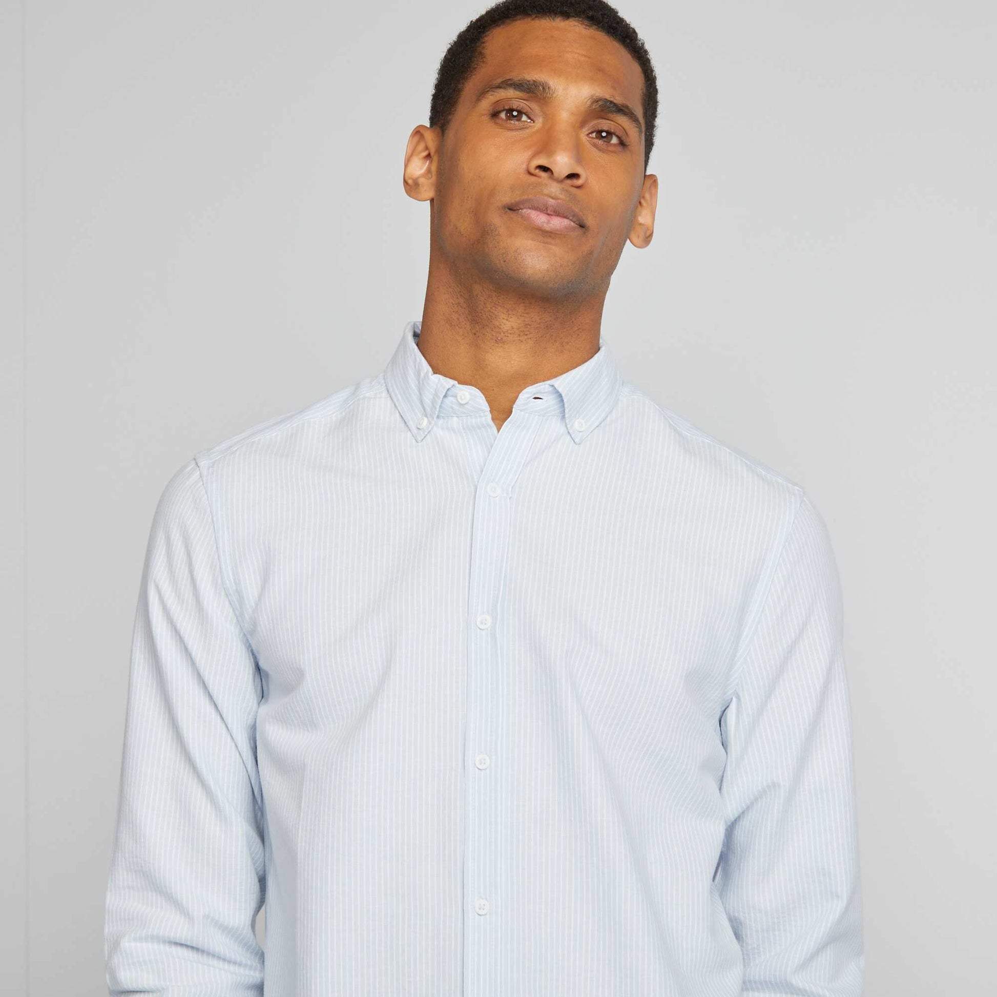 Chemise Oxford à motif BLEU