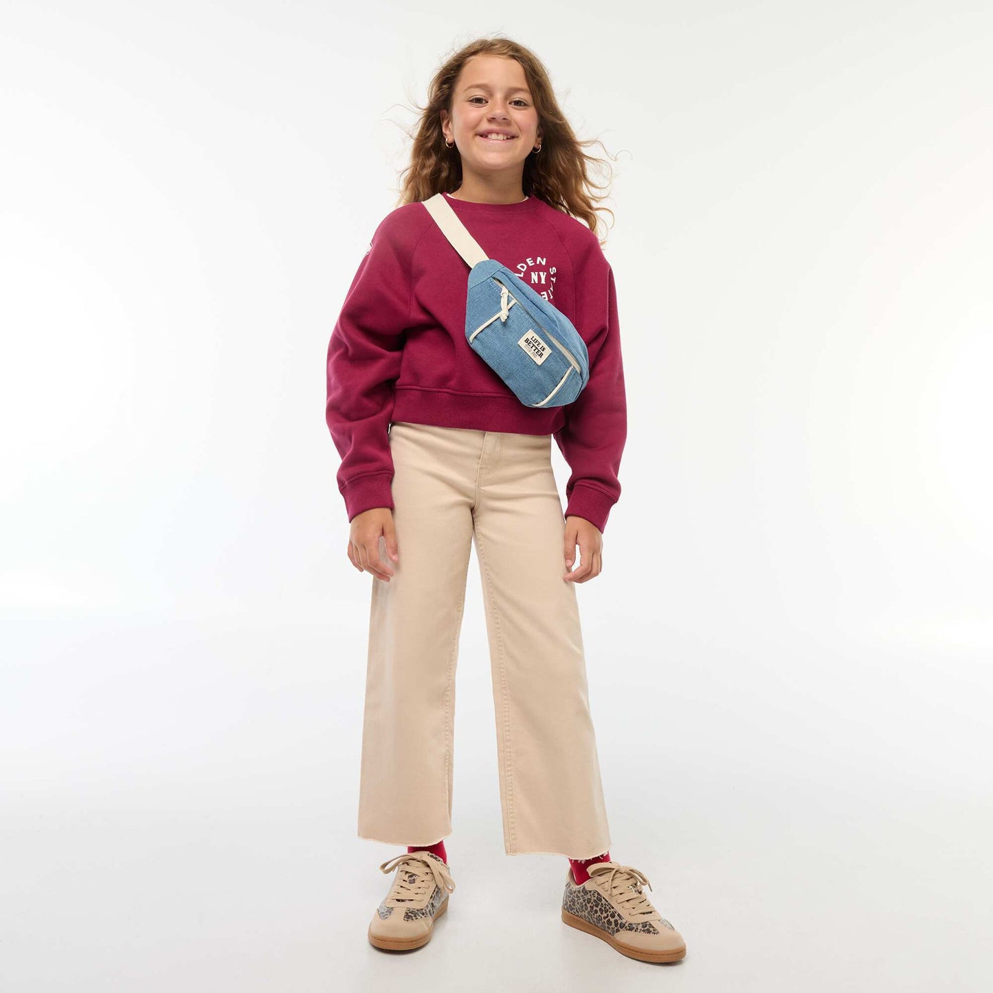 Pantalon en jean coupe large / wide leg BEIGE