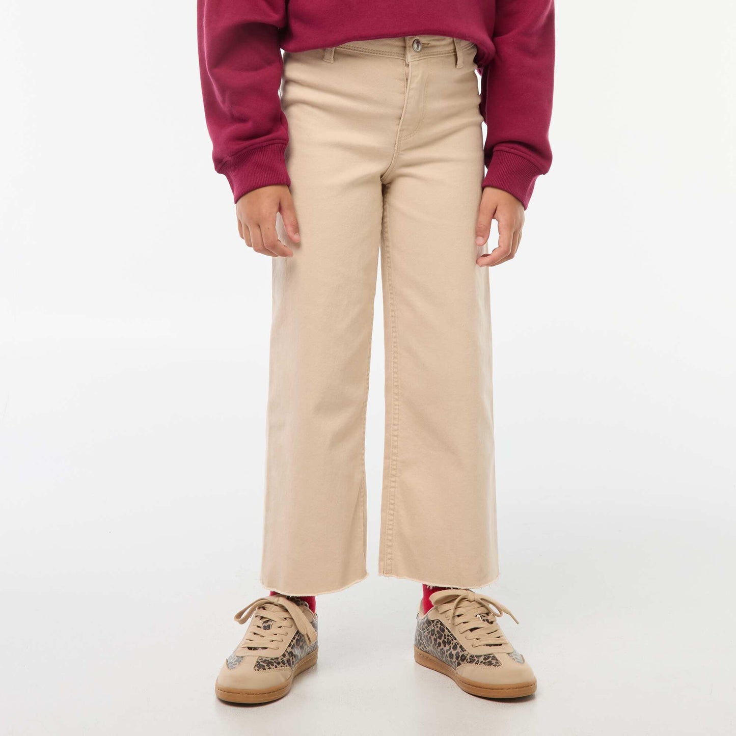 Pantalon en jean coupe large / wide leg BEIGE