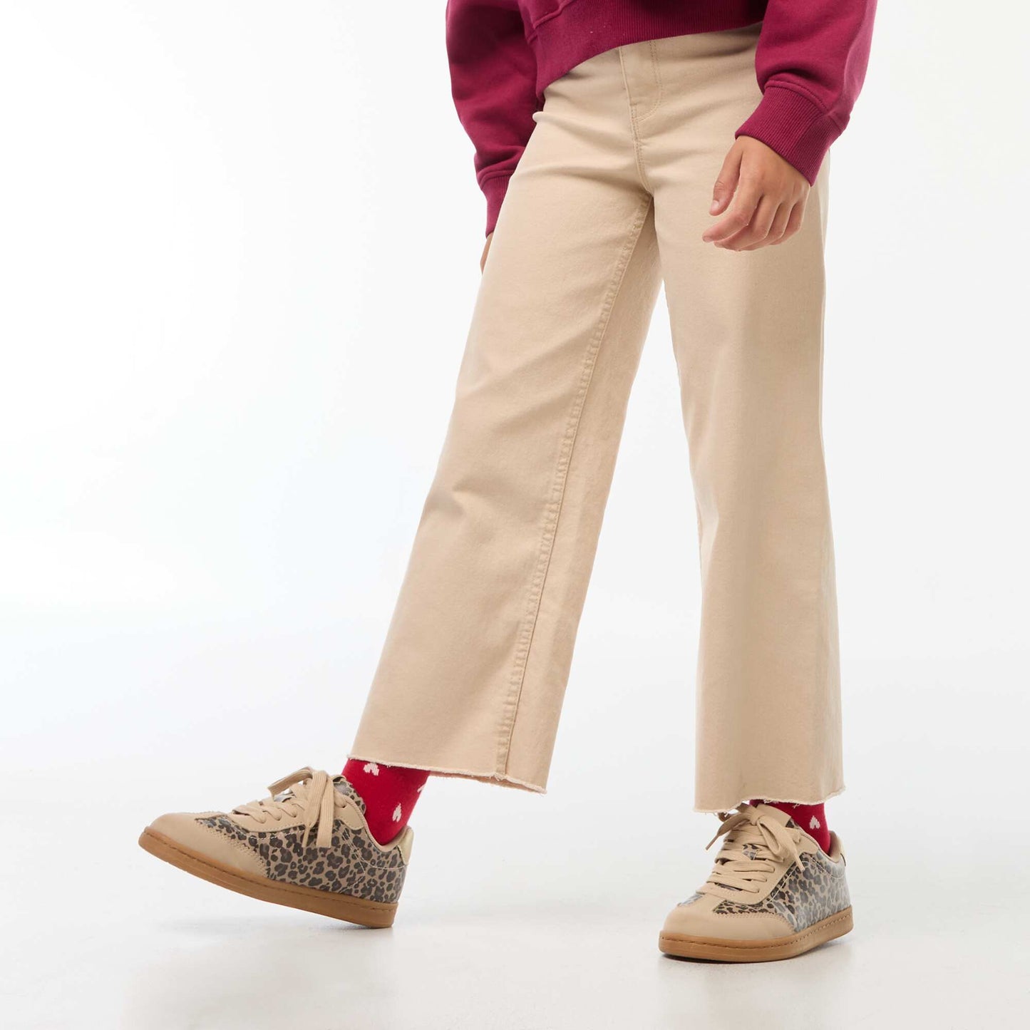 Pantalon en jean coupe large / wide leg BEIGE
