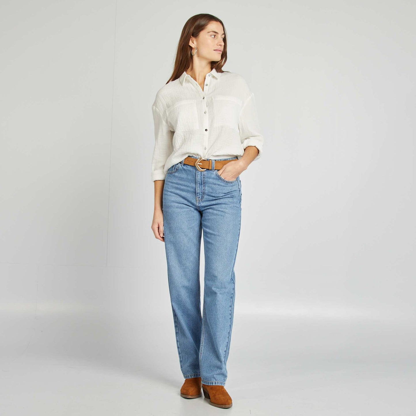 Chemisier en gaze de coton BLANC