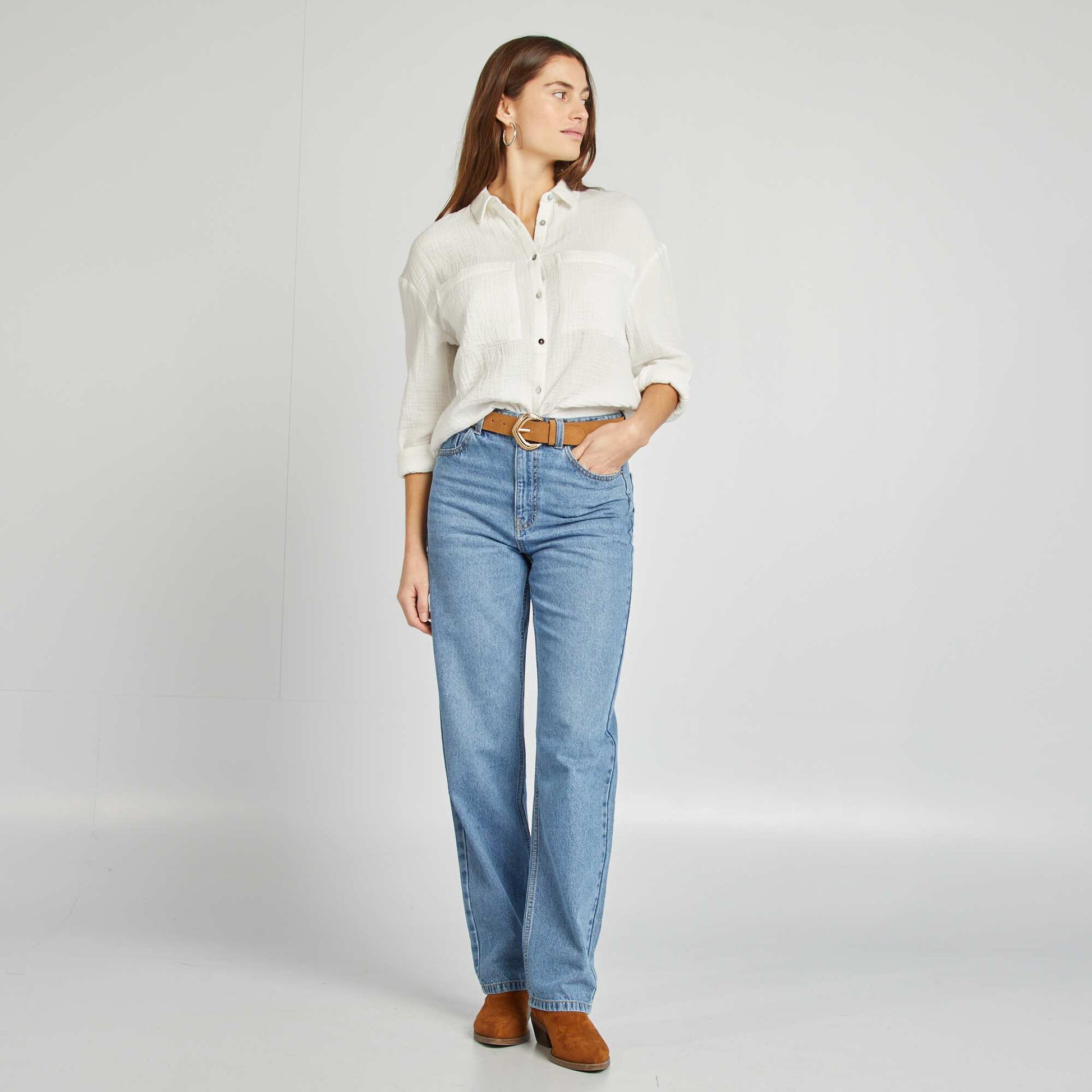 Chemisier en gaze de coton BLANC