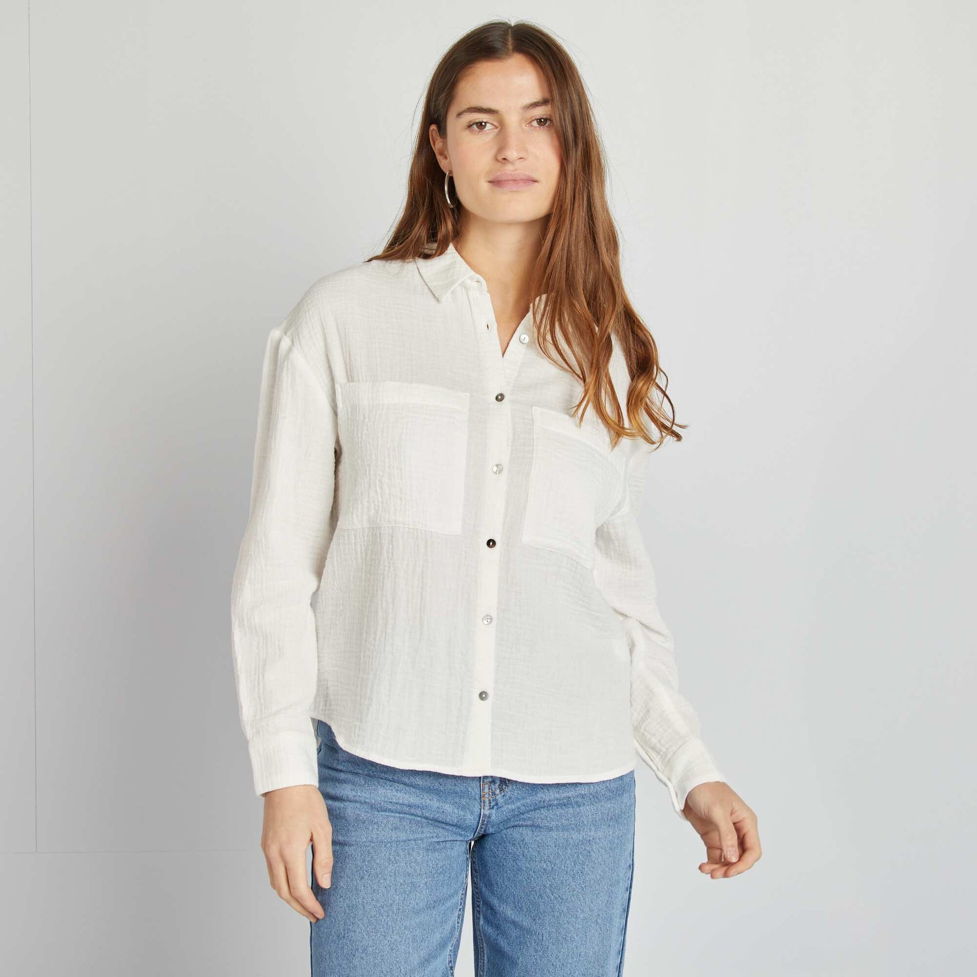 Chemisier en gaze de coton BLANC
