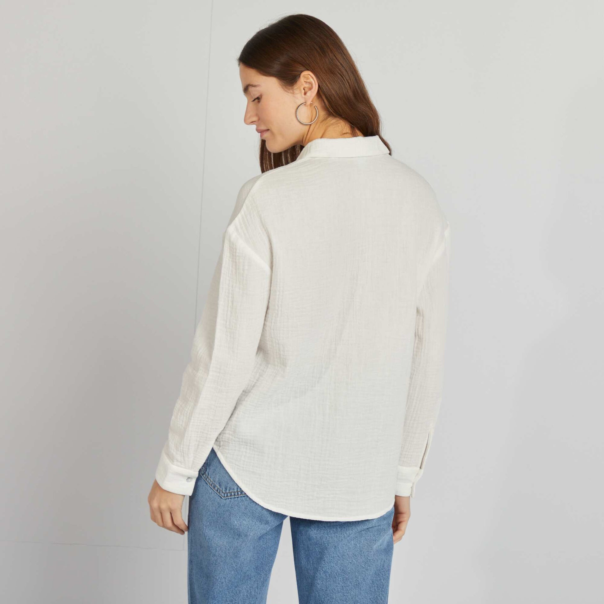 Chemisier en gaze de coton BLANC