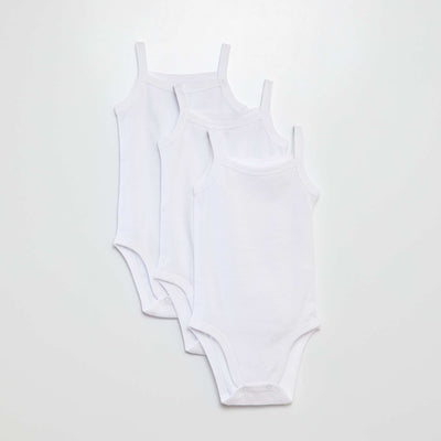 Lot de 3 bodies blancs à fines bretelles BLANC