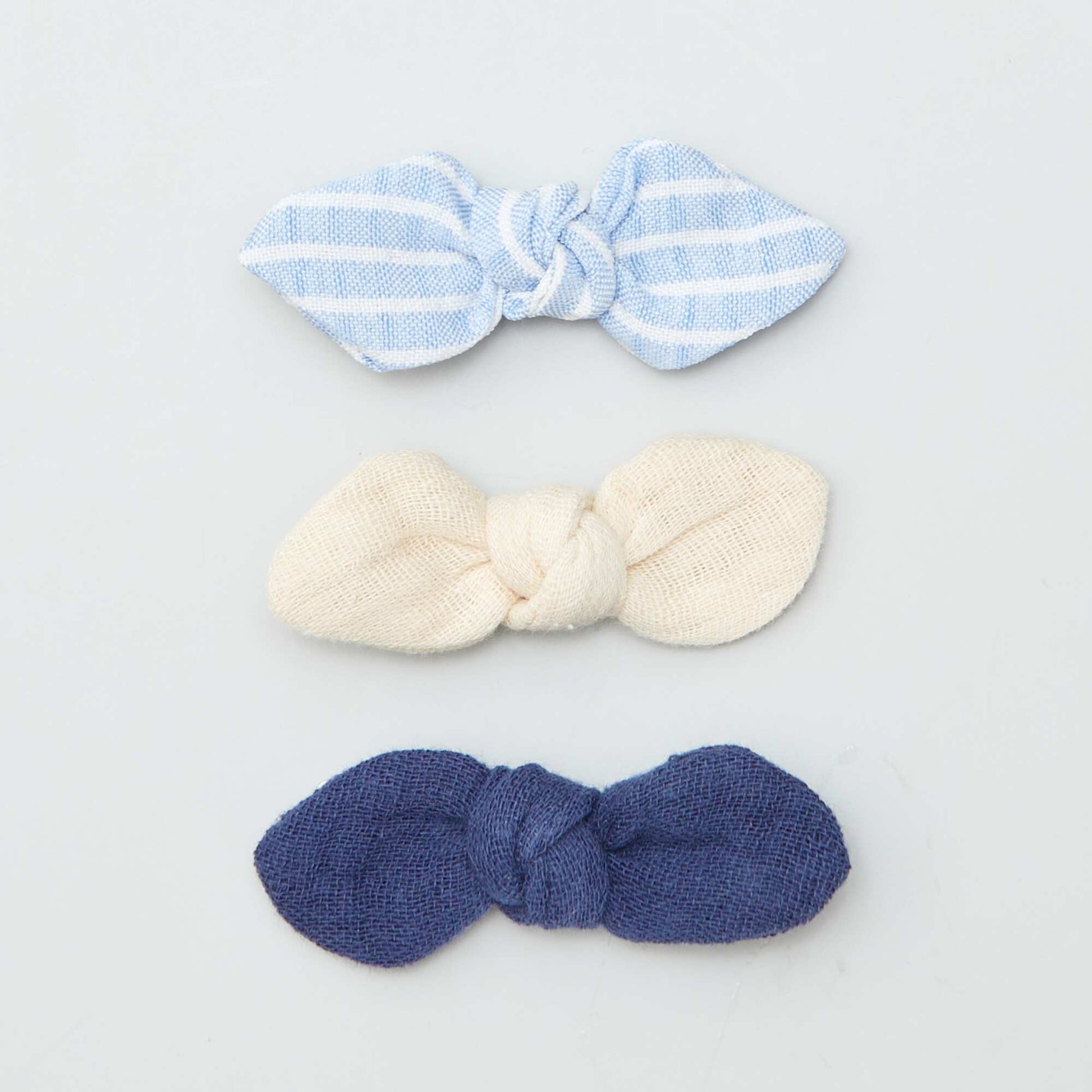 Lot de 3 pinces croco à noeud BLEU