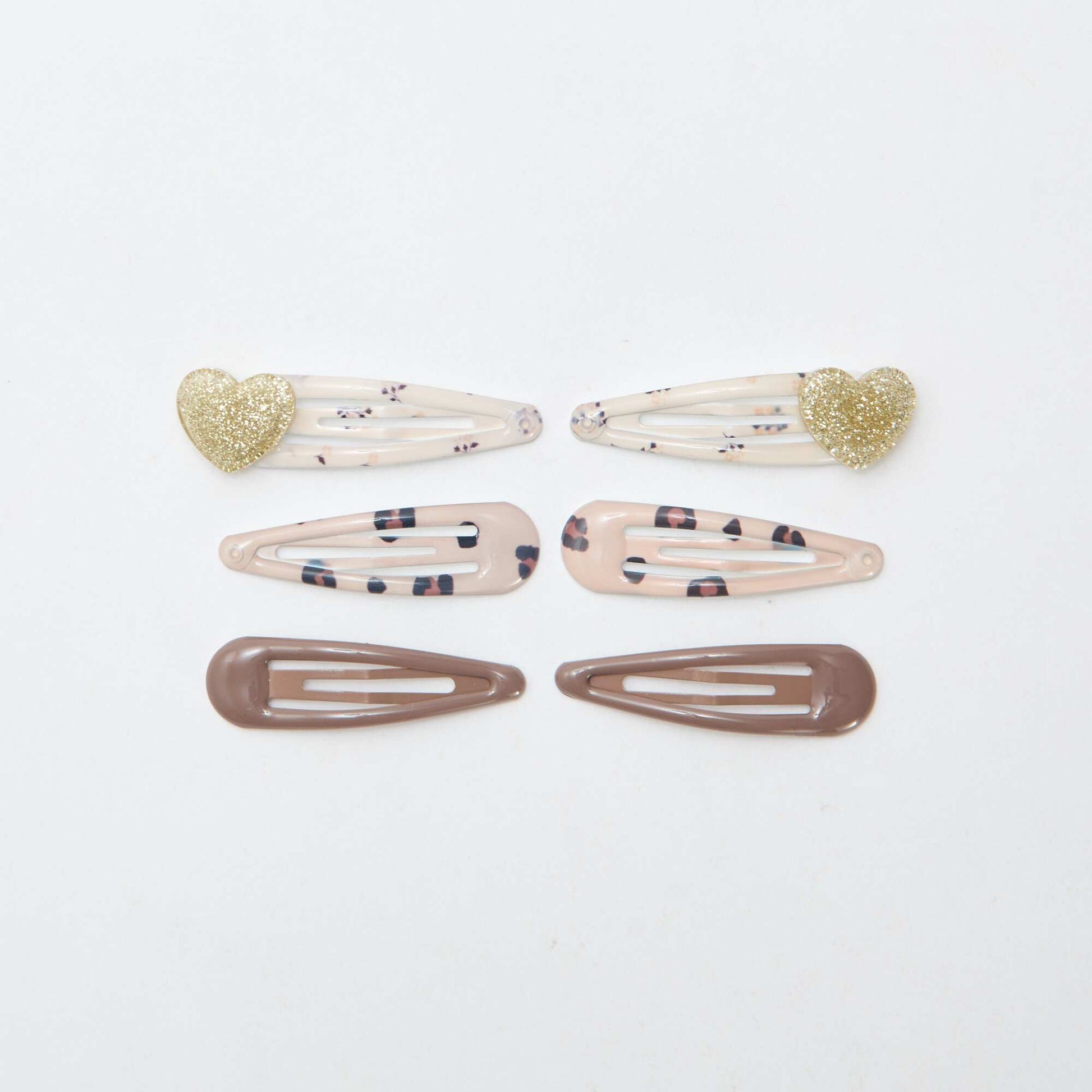 Lot de 6 pinces clic clac MARRON