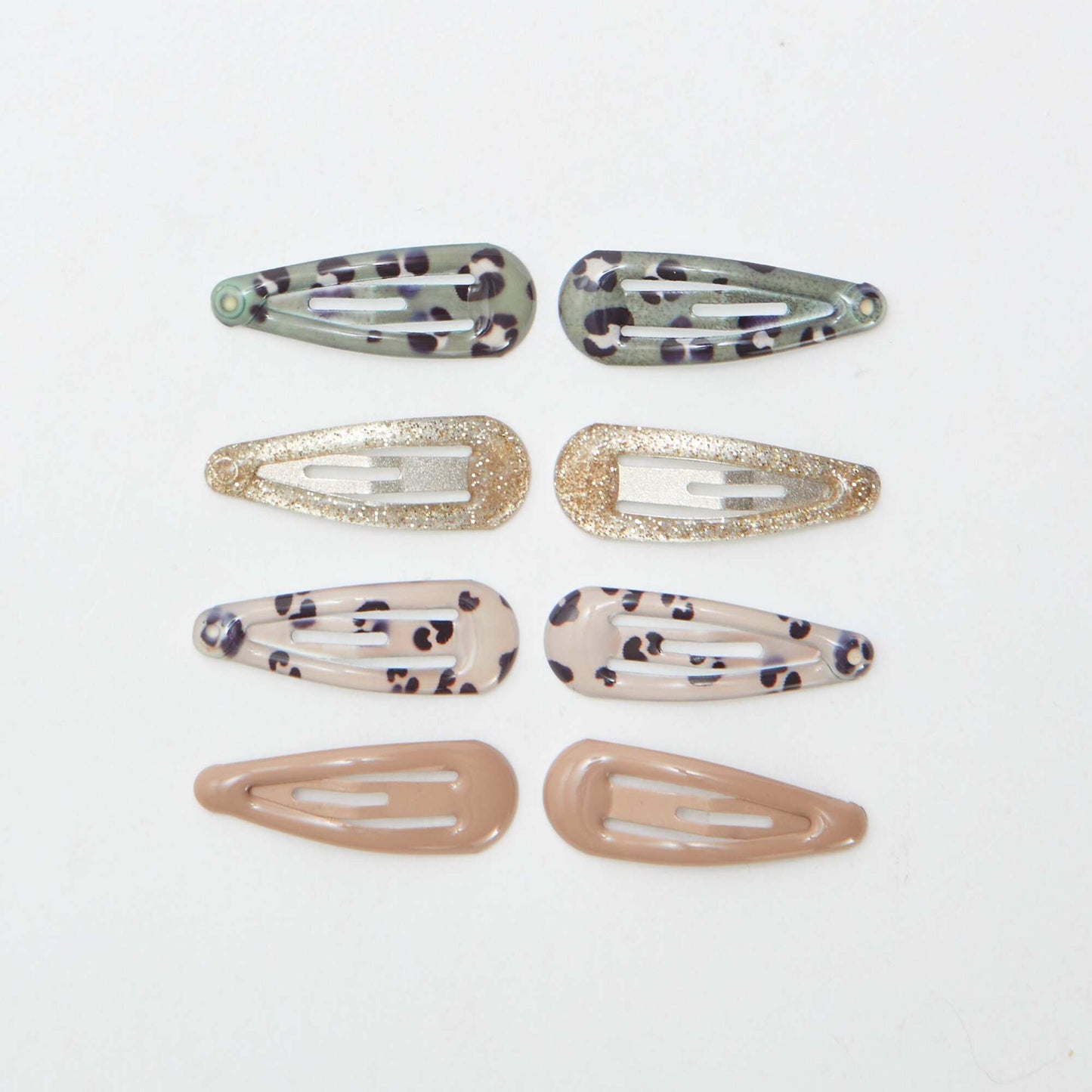 Lot de 8 mini pinces clic clac KAKI