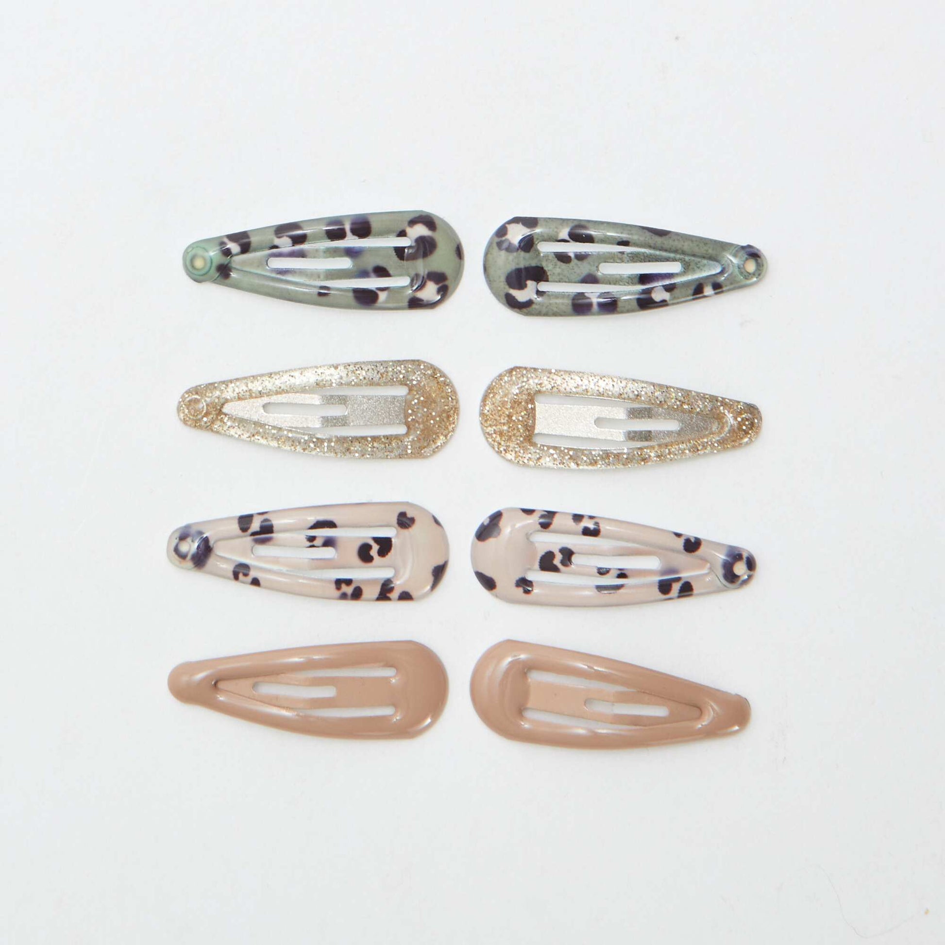 Lot de 8 mini pinces clic clac KAKI