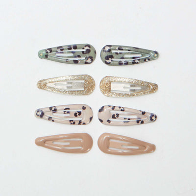 Lot de 8 mini pinces clic clac KAKI