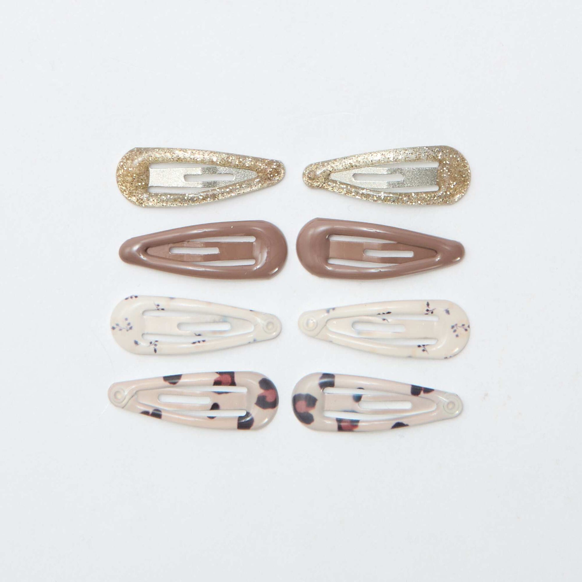 Lot de 8 mini pinces clic clac MARRON