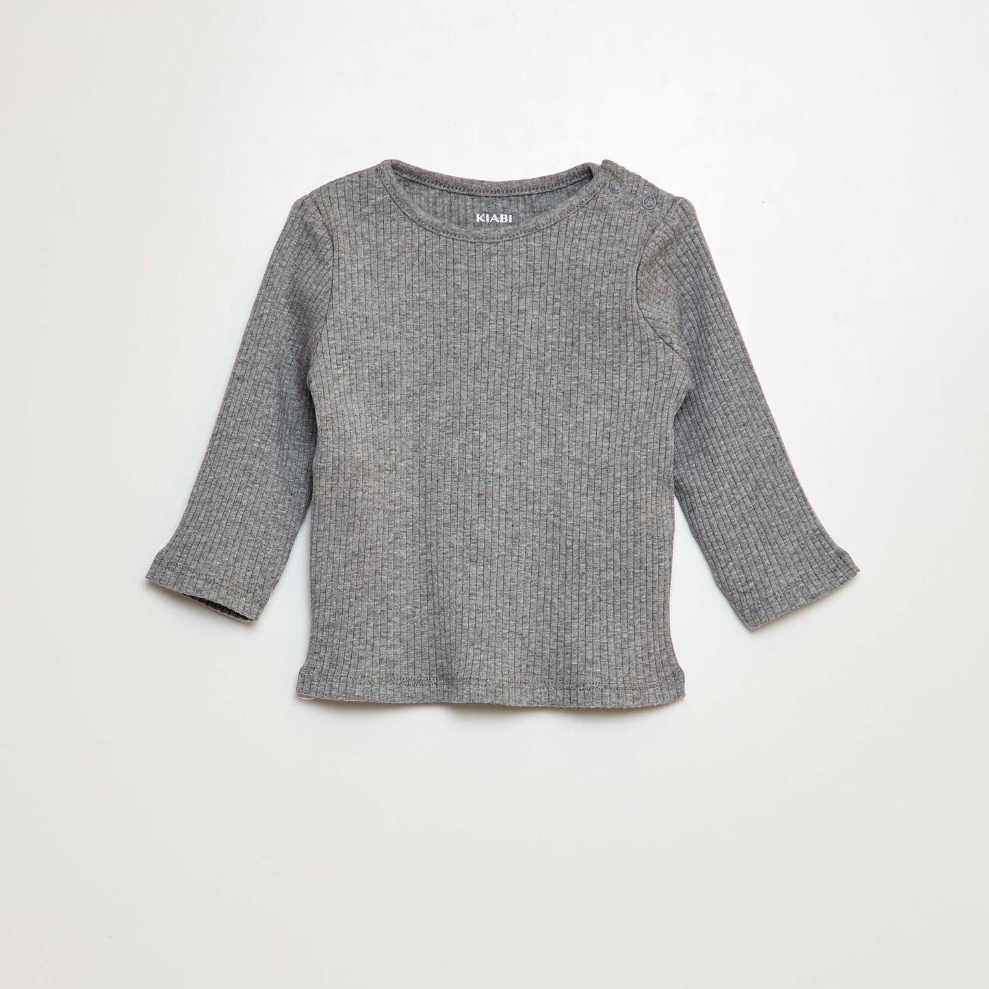 Lot de 2 t-shirts unis côtelés à manches longues GRIS