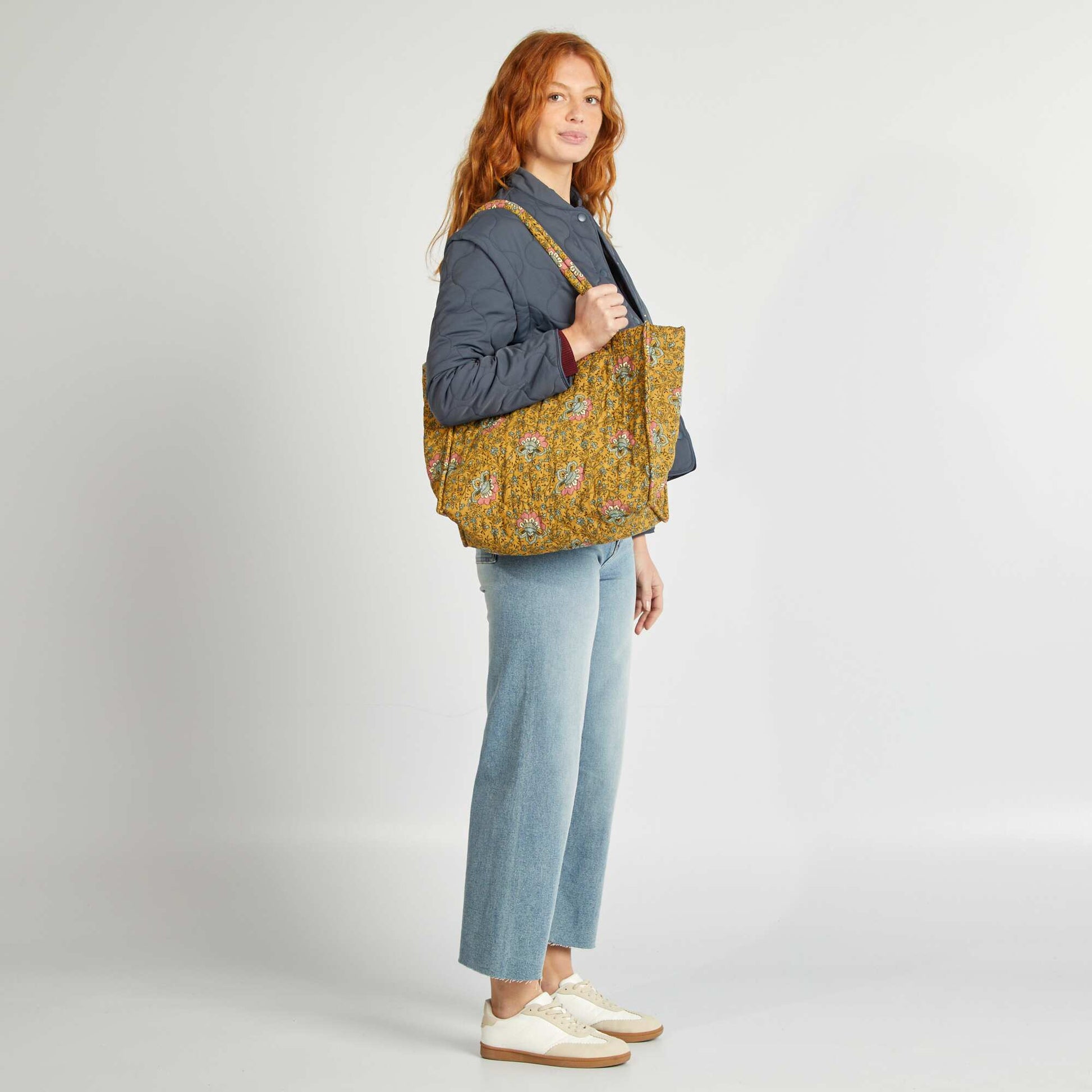 Sac cabas matelassé imprimé JAUNE