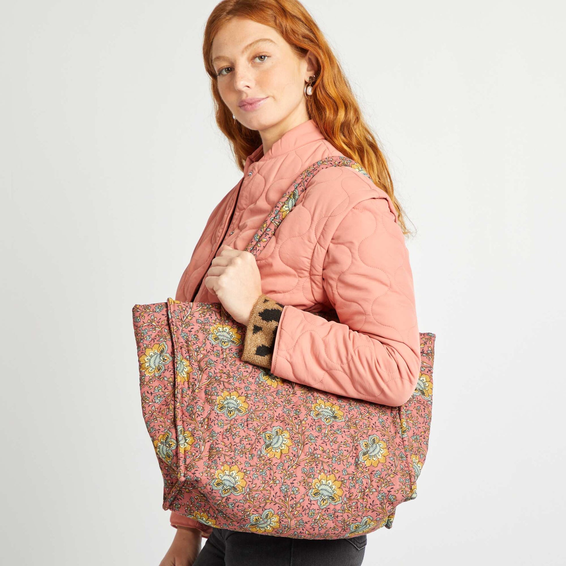 Sac cabas matelassé imprimé ROSE