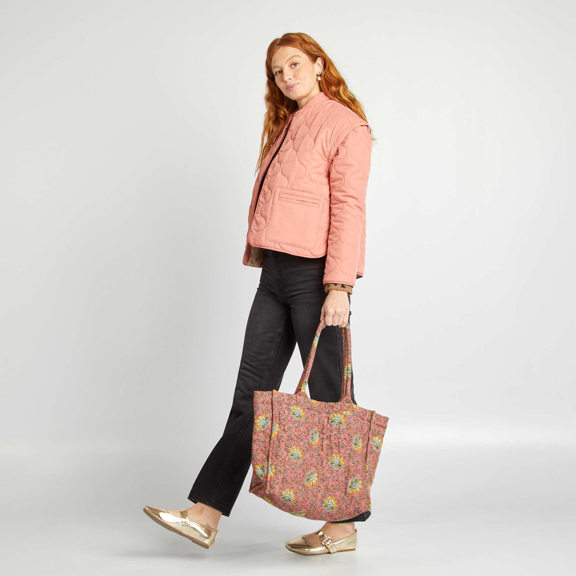 Sac cabas matelassé imprimé ROSE