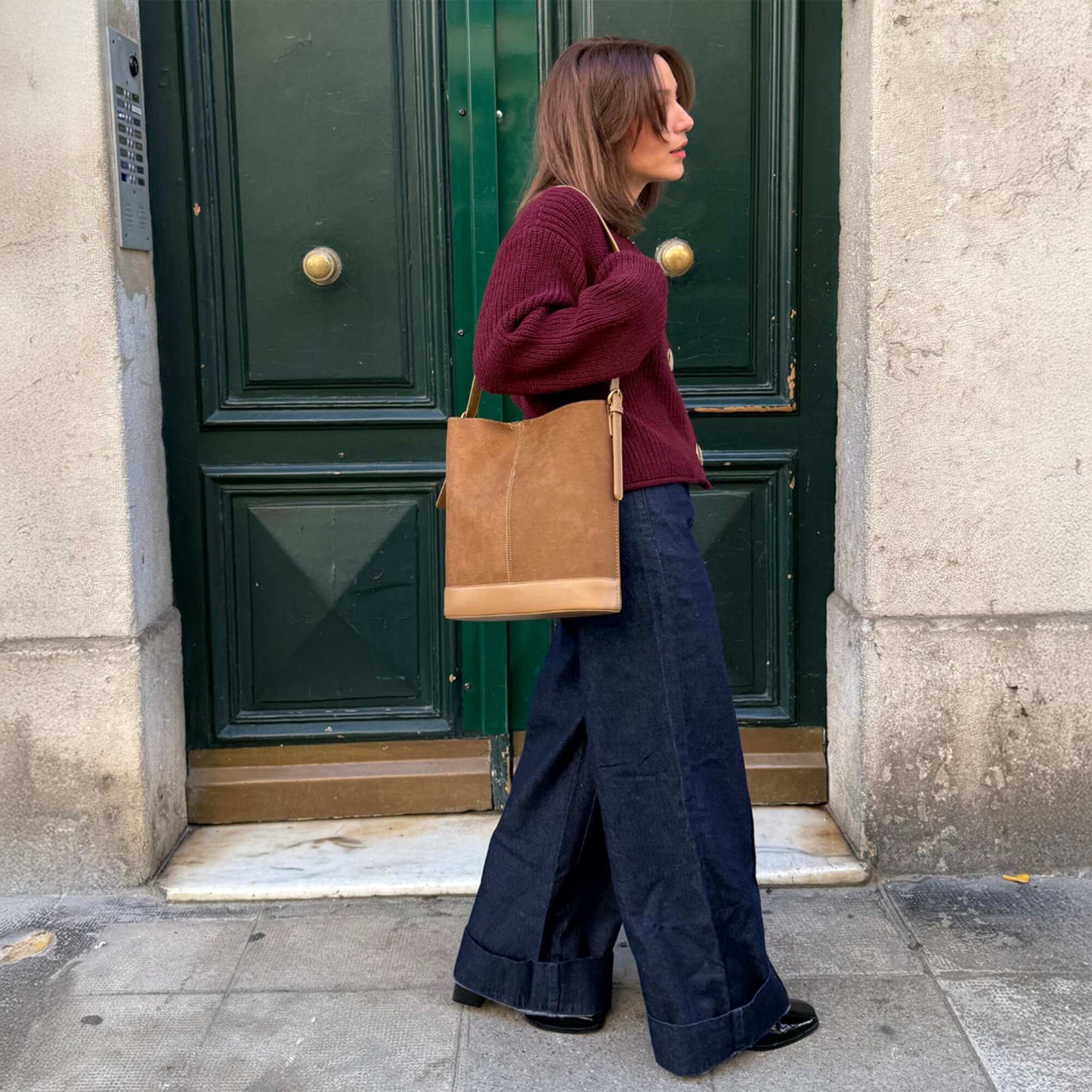 Sac seau bi-matière MARRON