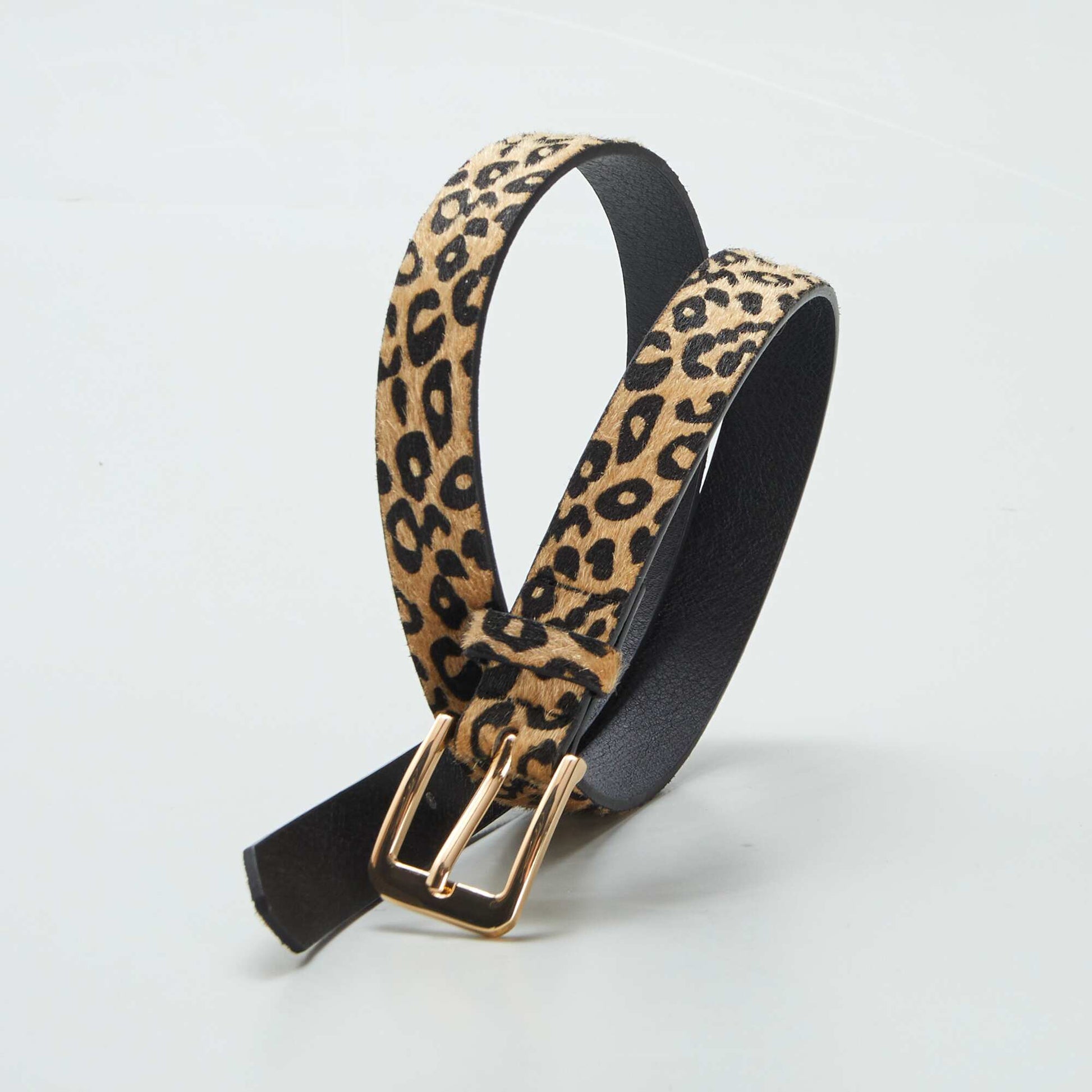 Ceinture fine imprimé léopard MARRON