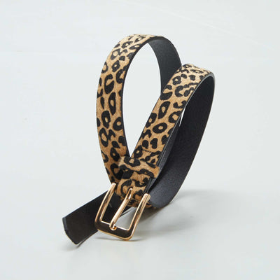 Ceinture fine imprimé léopard MARRON