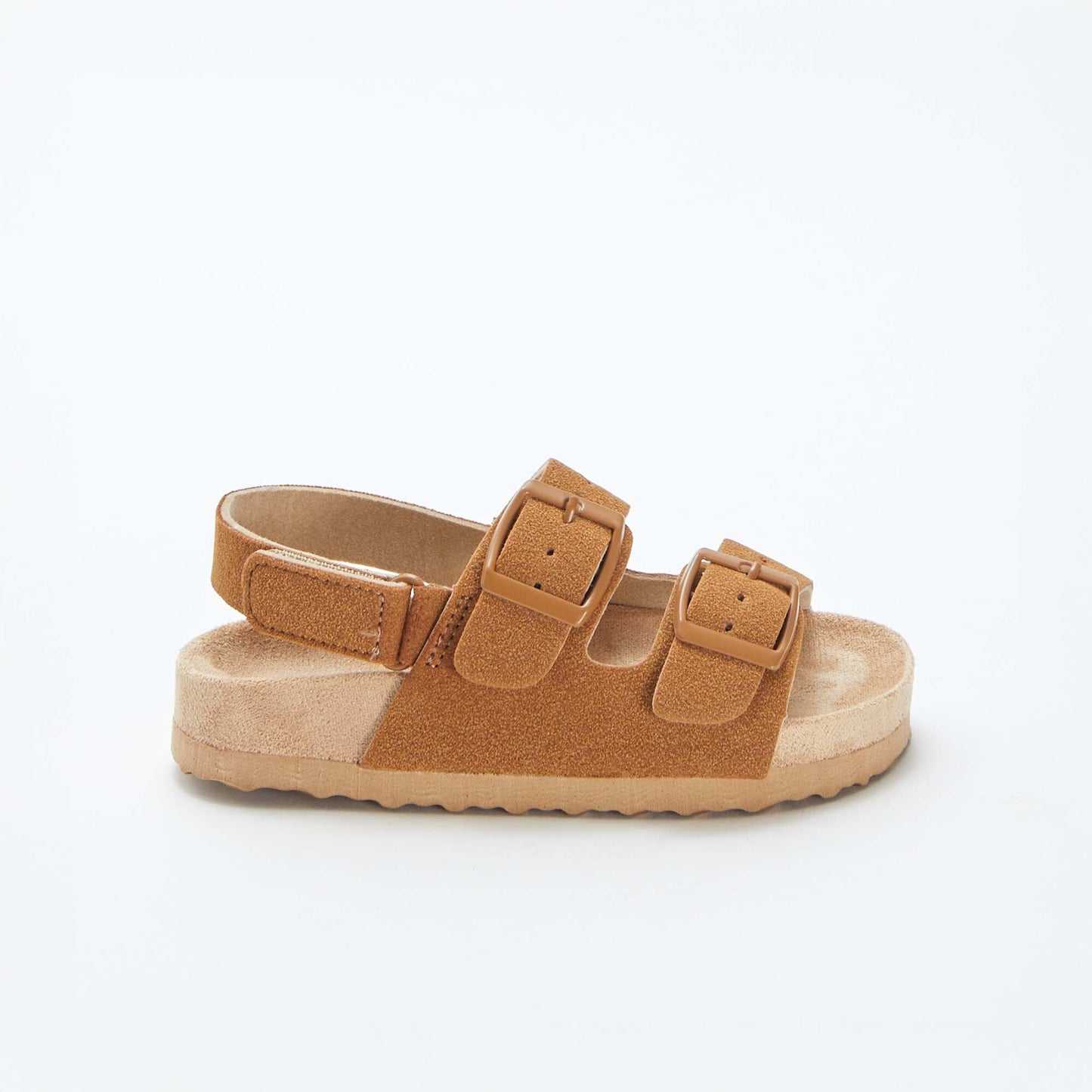 Mules en suédine ajustable par scratch MARRON