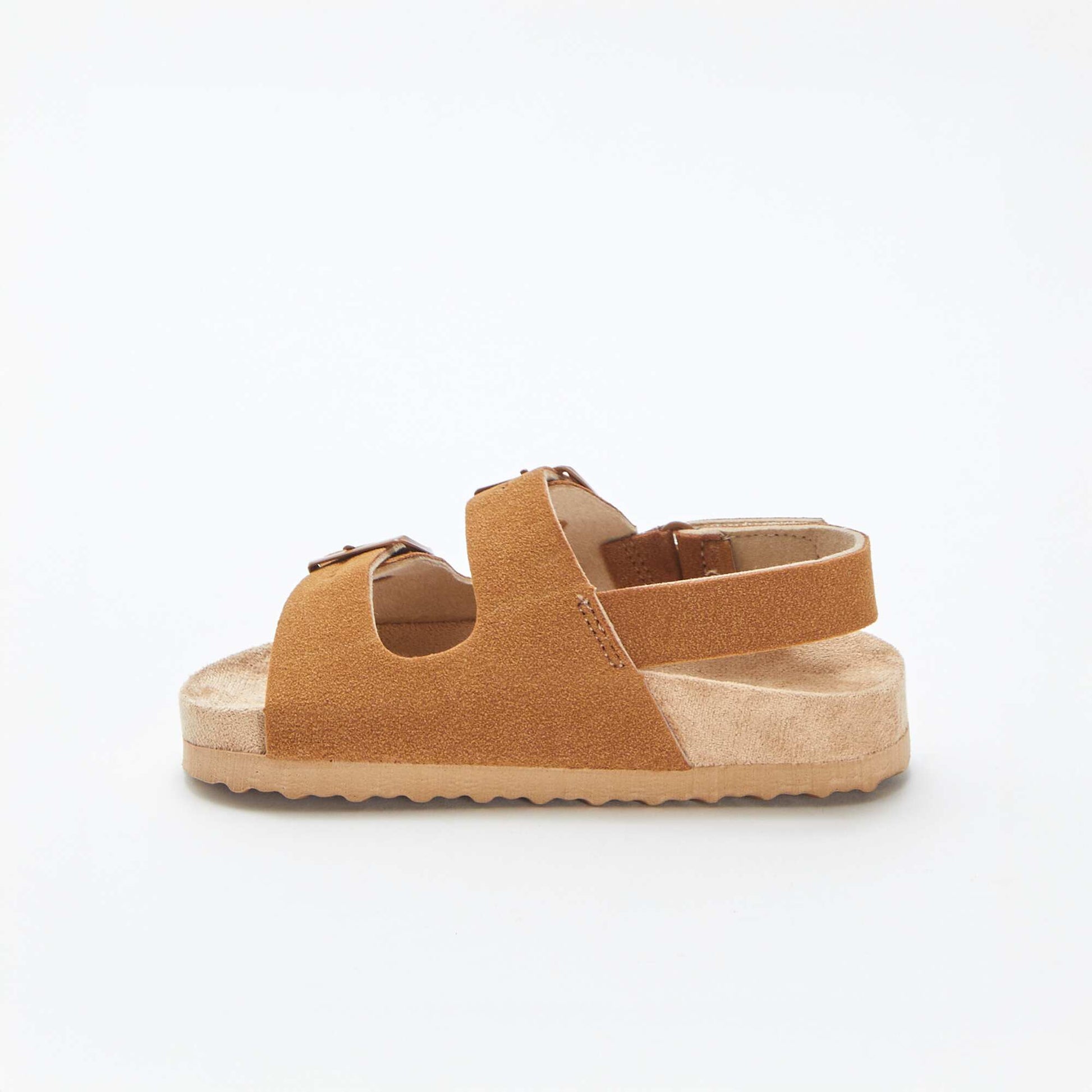 Mules en suédine ajustable par scratch MARRON