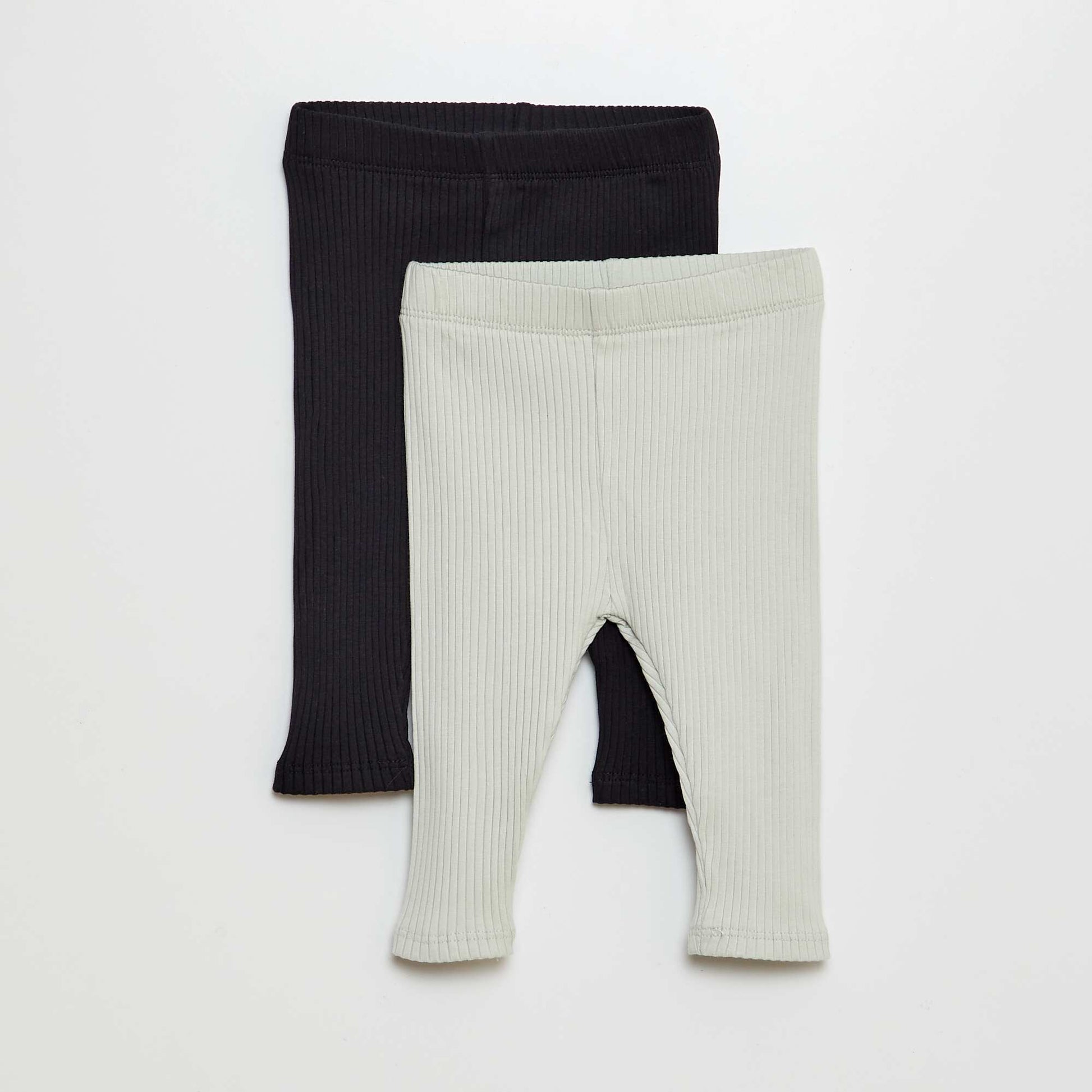 Lot de 2 leggings côtelés NOIR/VERT