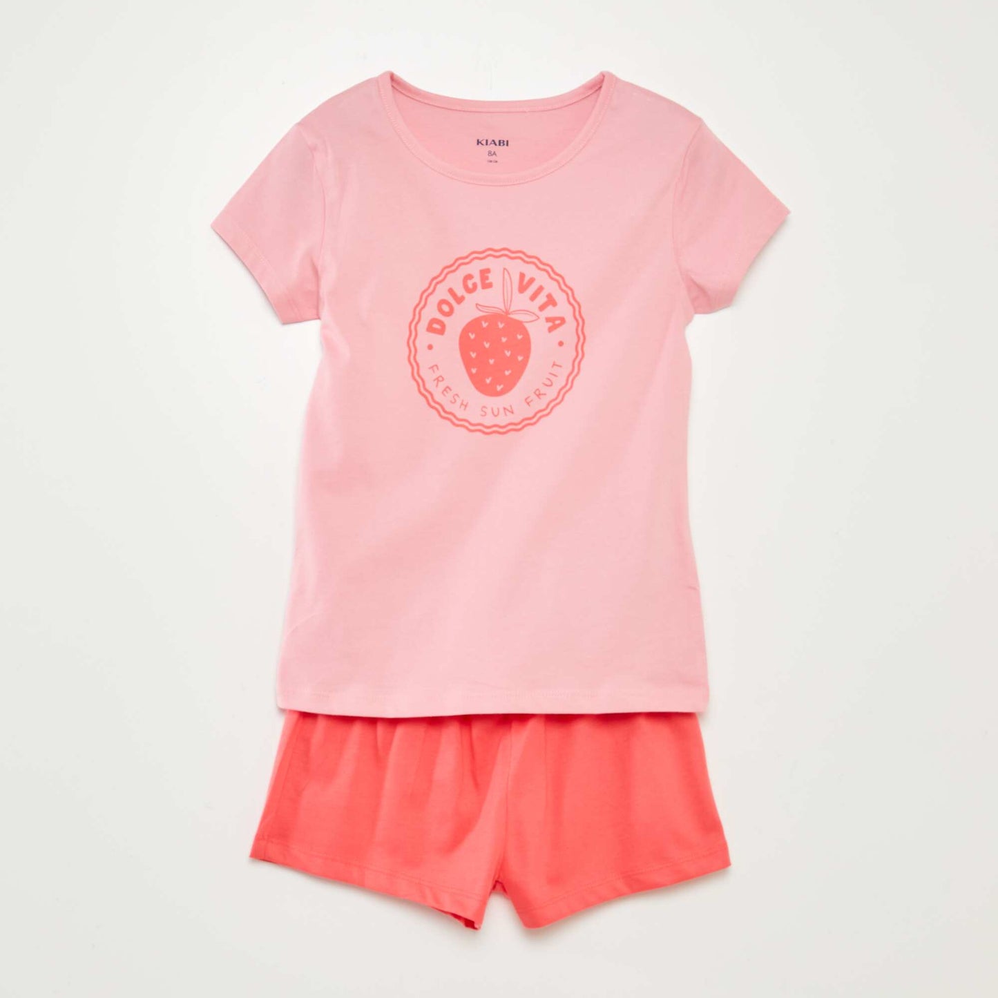 Ensemble pyjama court t-shirt + short - 2 pièces ROSE