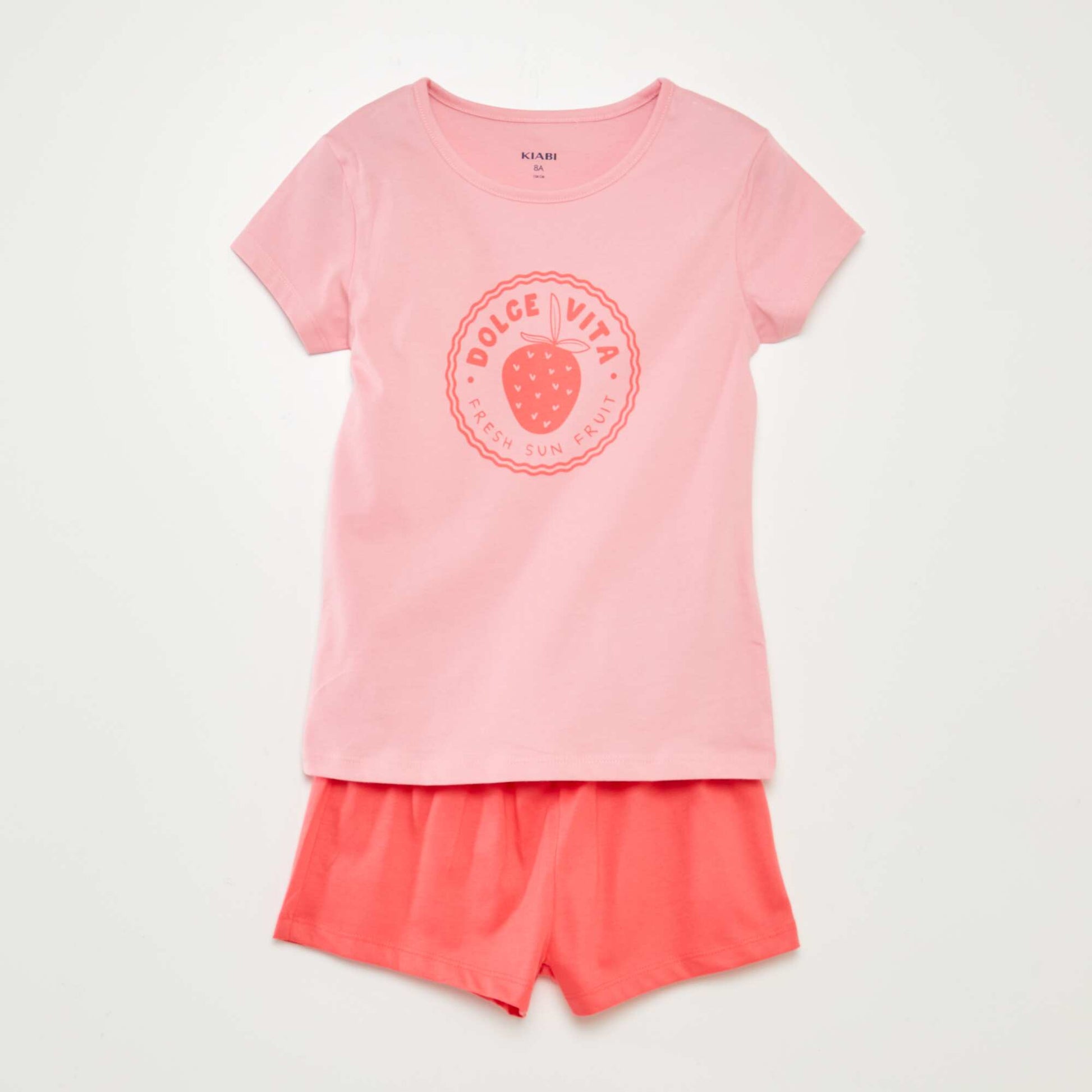 Ensemble pyjama court t-shirt + short - 2 pièces ROSE