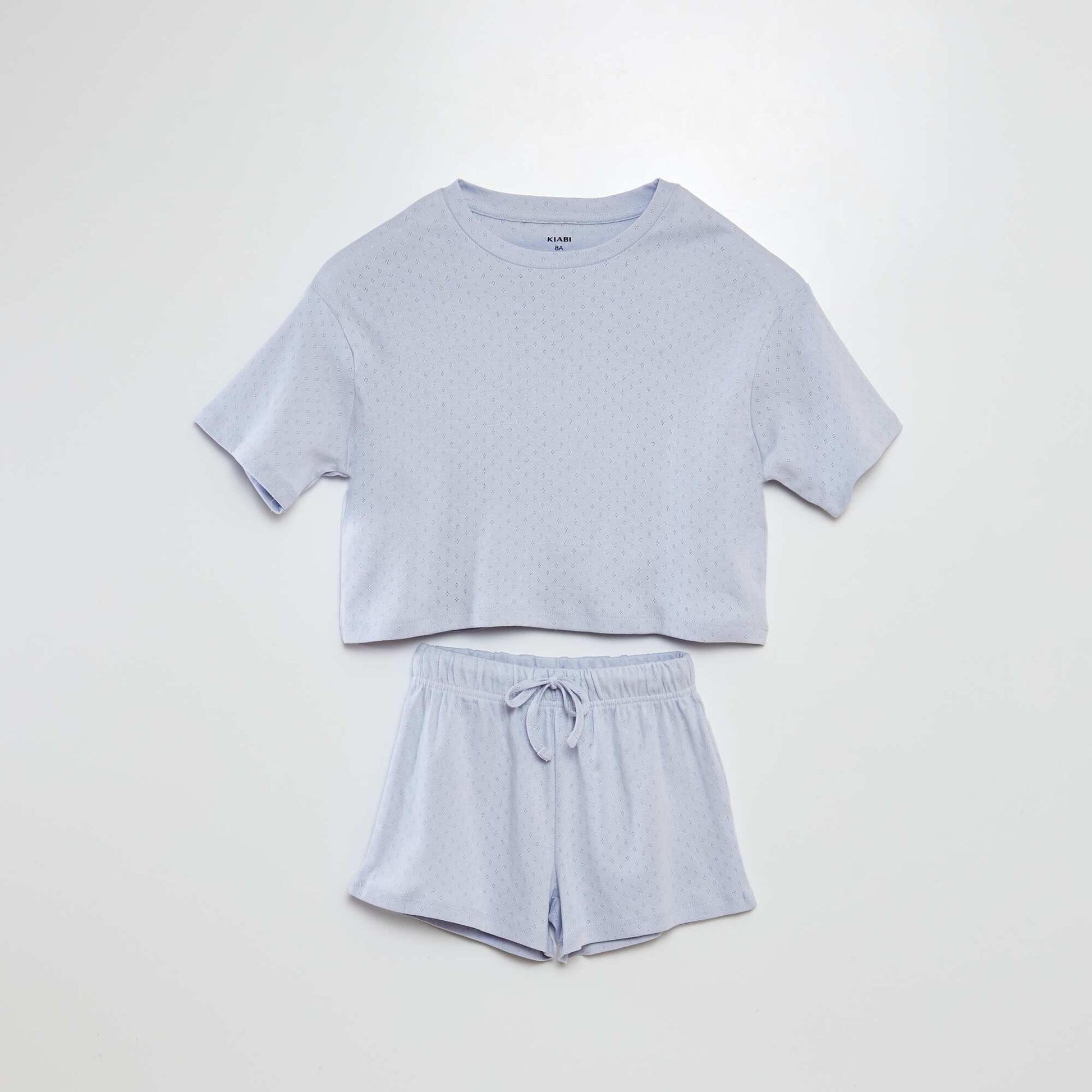 Pyjama t-shirt + short en pointelle BLEU