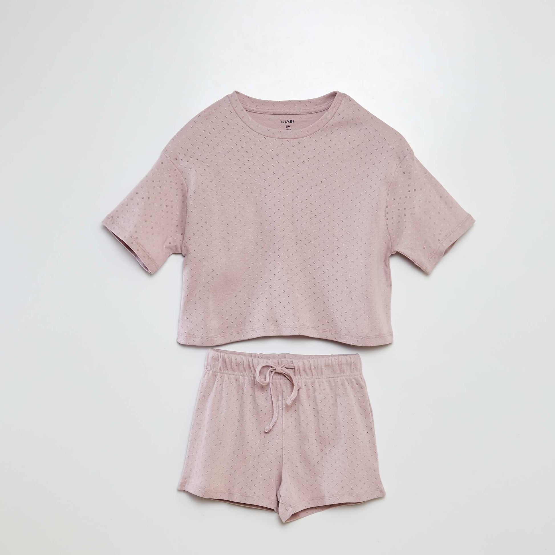 Pyjama t-shirt + short en pointelle VIOLET
