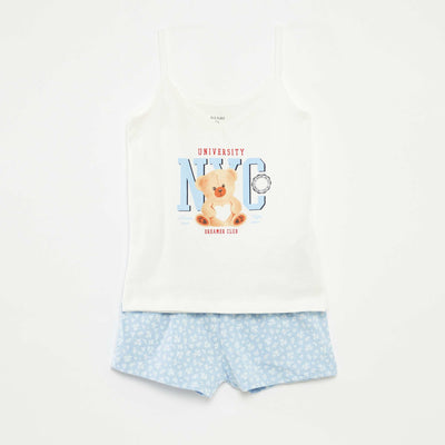 Ensemble pyjama débardeur + short en imprimé - 2 pièces BLEU