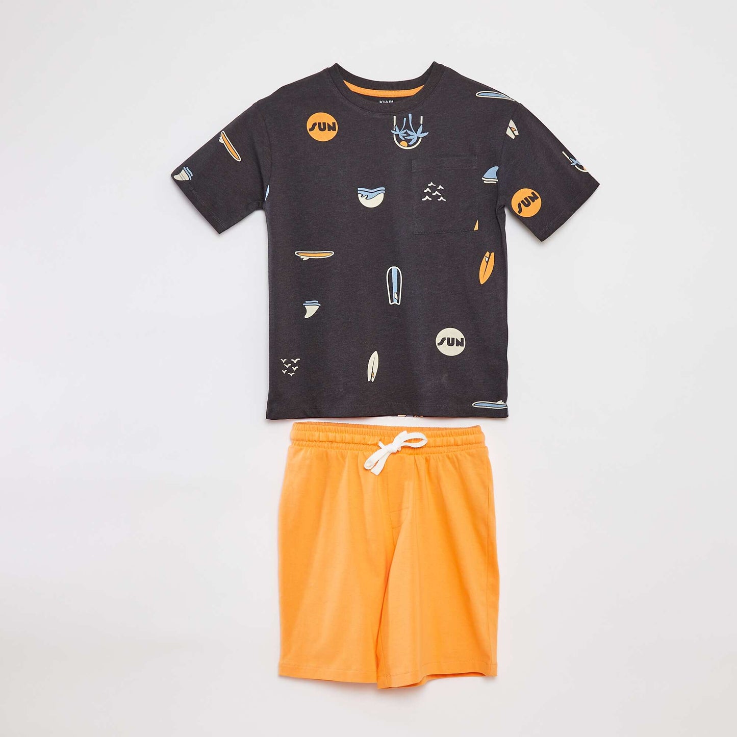 Pyjama short 2 pièces - tee-shirt imprimé + short GRIS