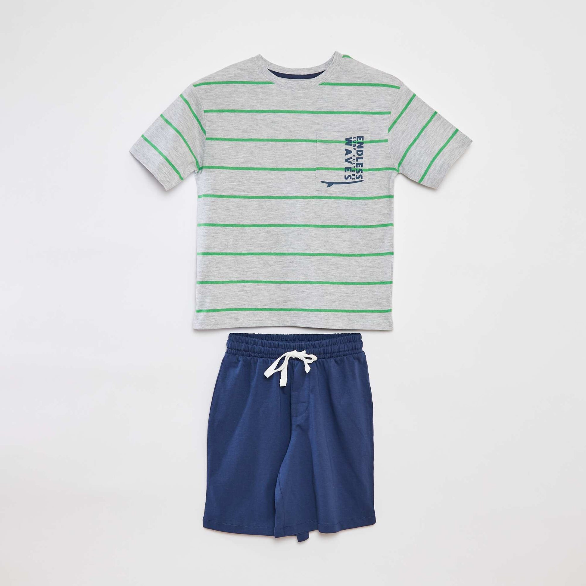 Pyjama short 2 pièces - tee-shirt imprimé + short GRIS