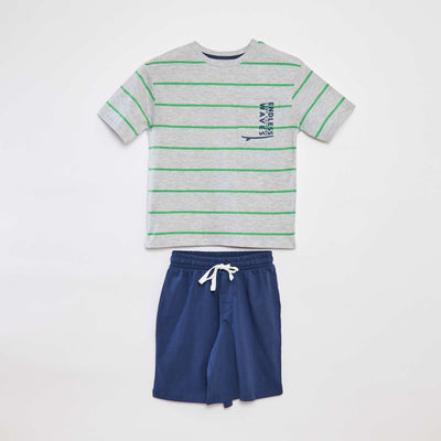 Pyjama short 2 pièces - tee-shirt imprimé + short GRIS